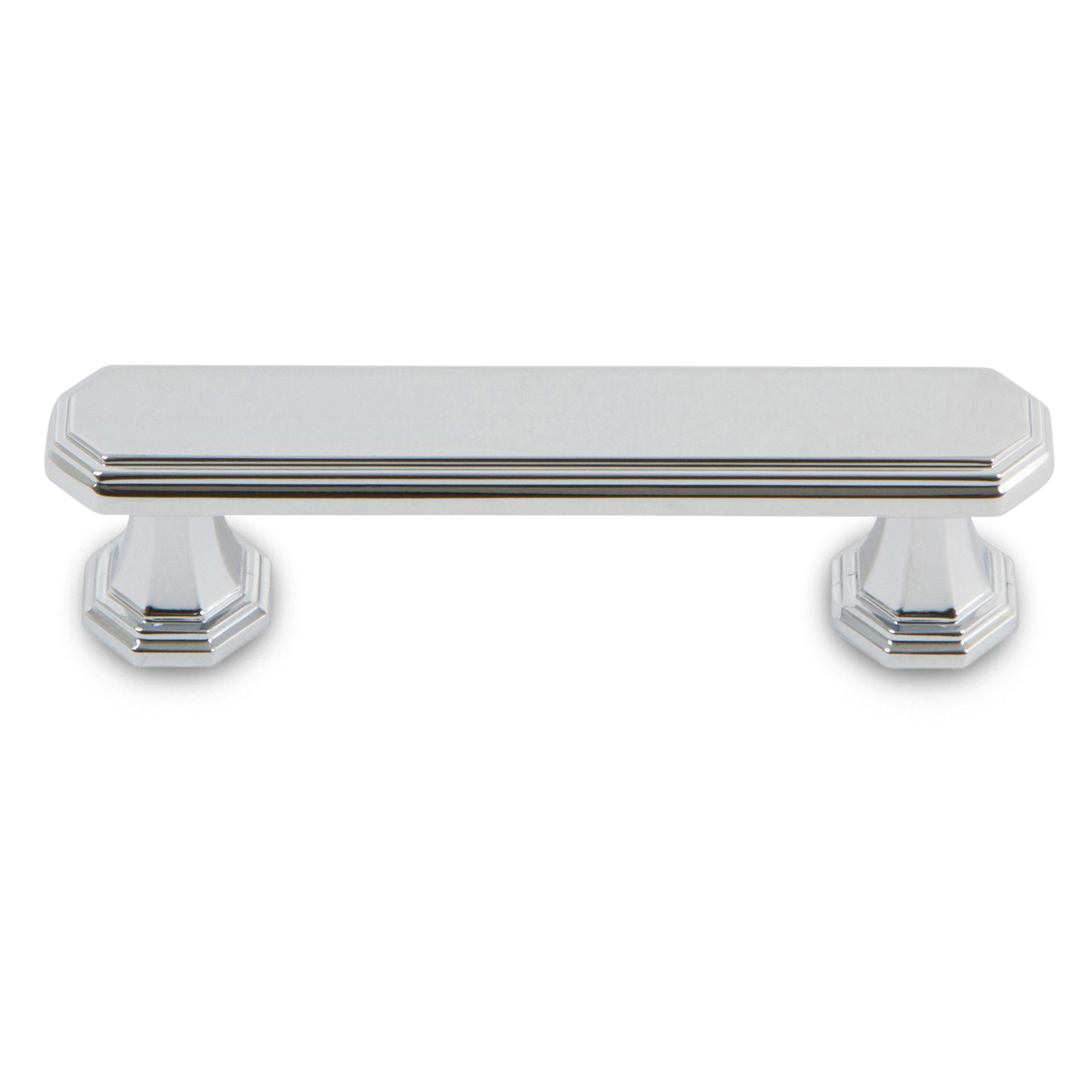 A sophisticated contemporary pull with ridged edges.