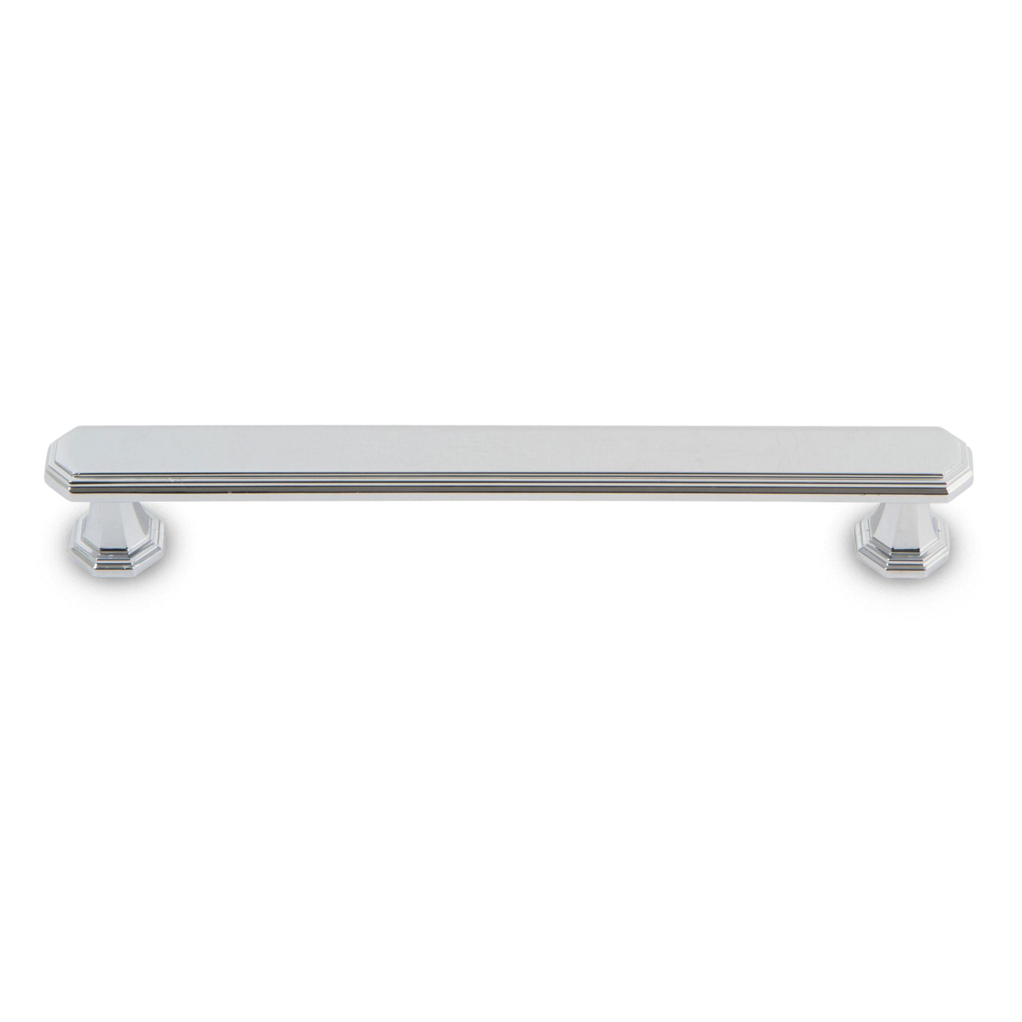 A sophisticated contemporary pull with ridged edges.