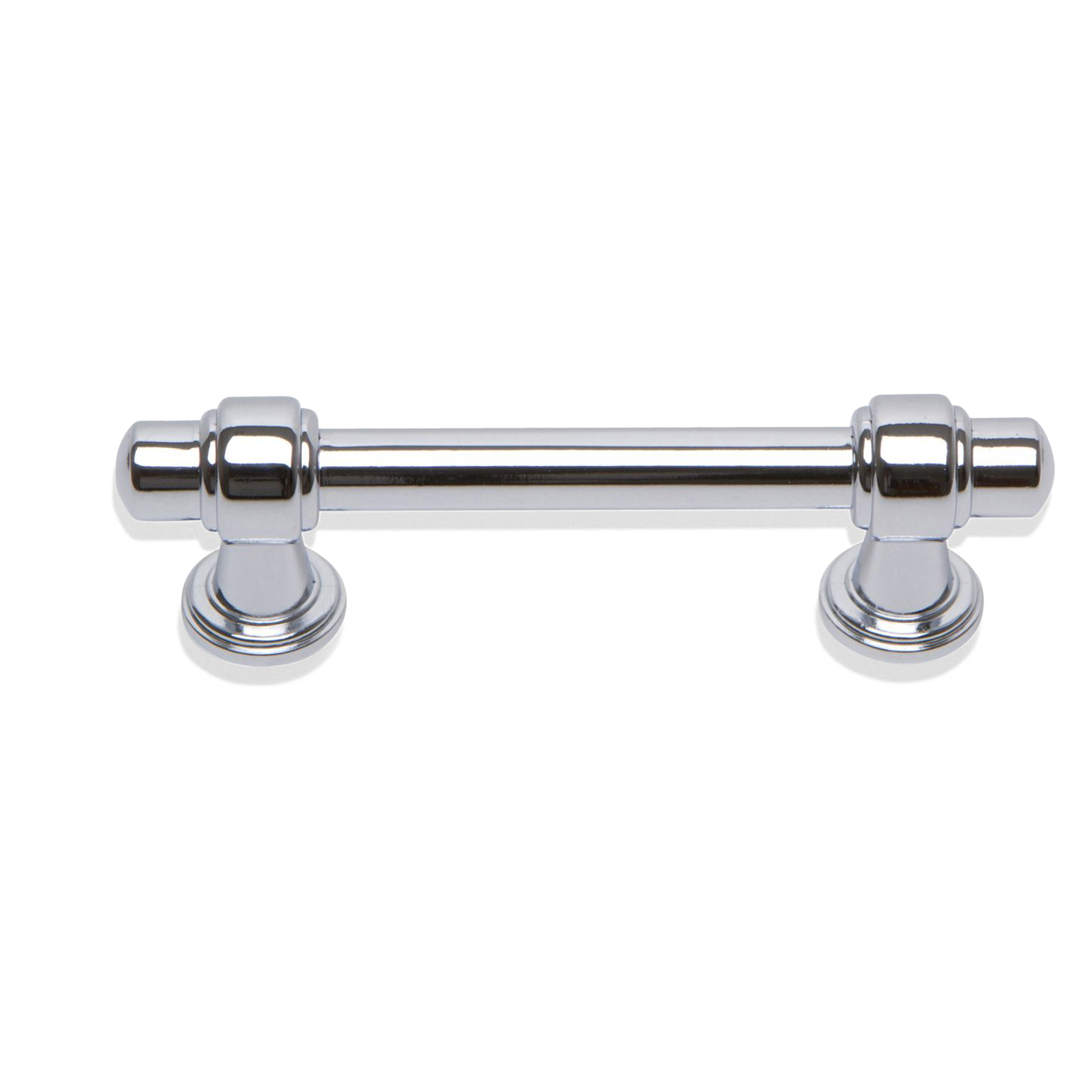 A contemporary pull with edged bar and handle details.