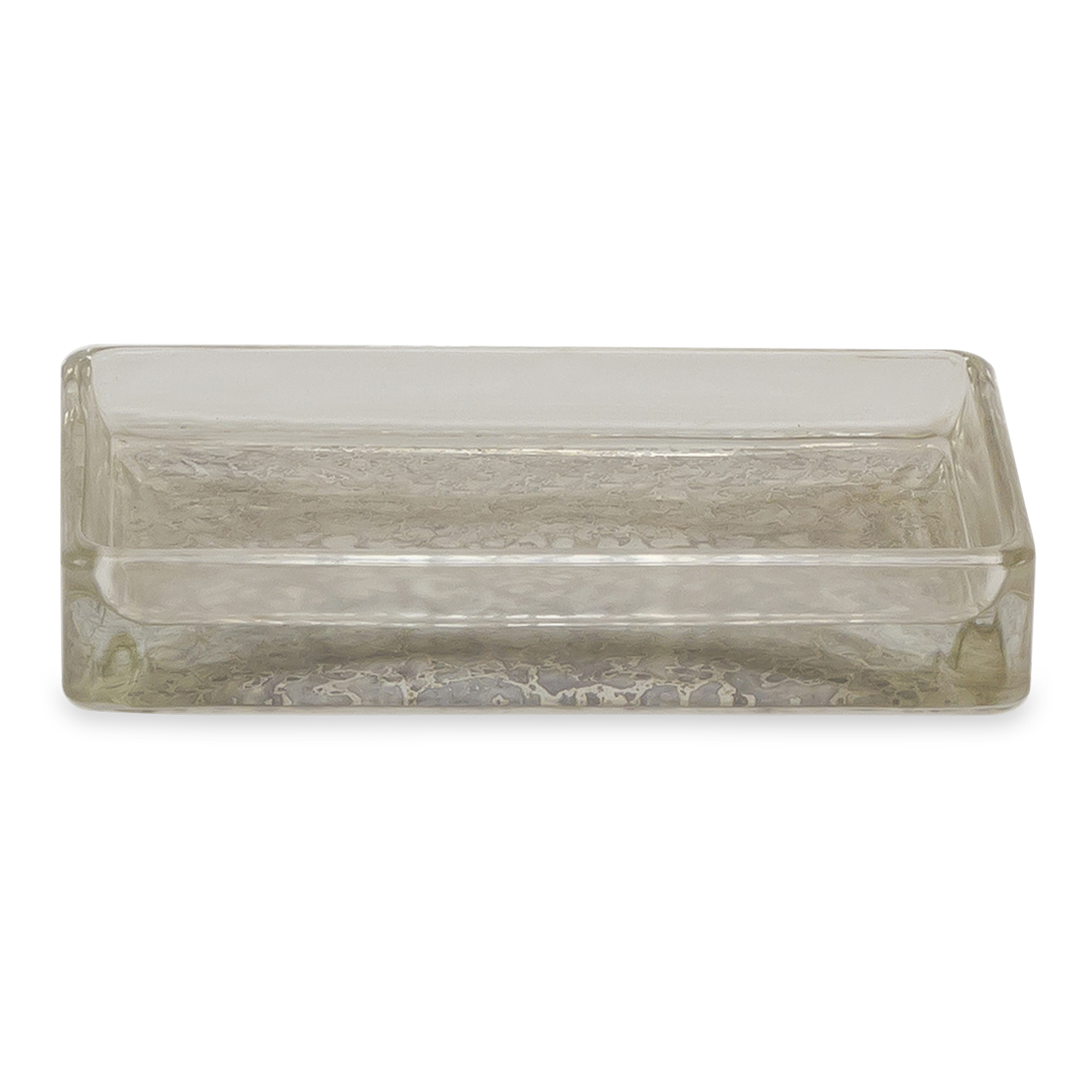 Crafted from sparkling mercury glass, the Vizcaya bath accessories illuminate with a delightful shine.