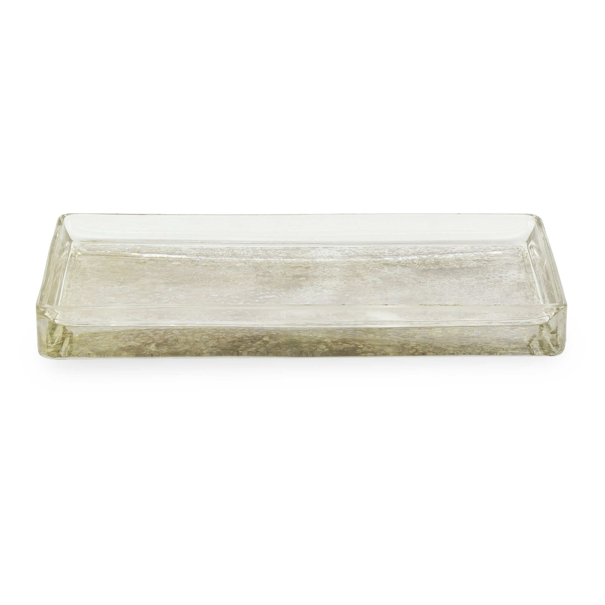 Crafted from sparkling mercury glass, the Vizcaya bath accessories illuminate with a delightful shine.