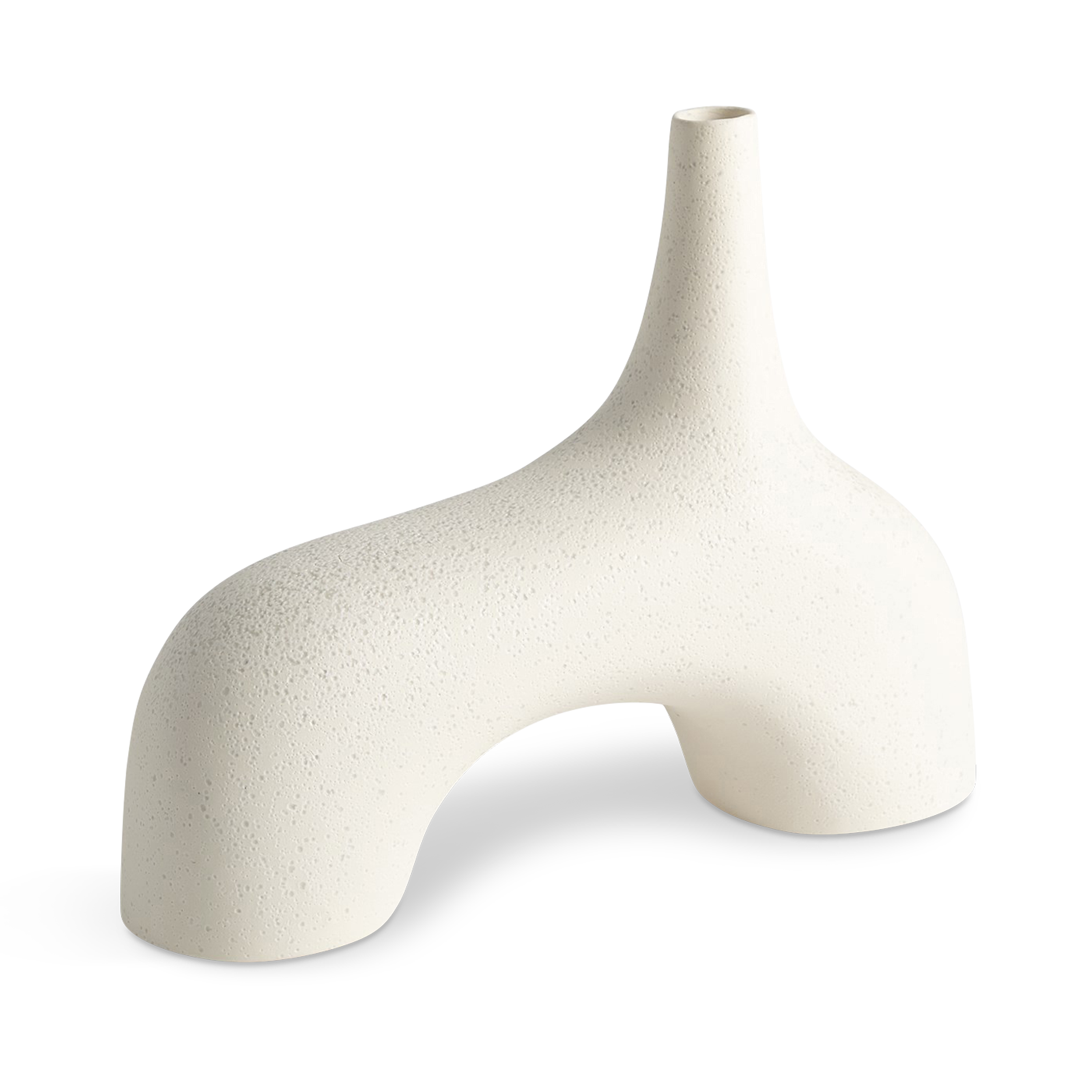 Reminiscent of the 1960's lava glaze ceramics, the Stretch Vases in cream are slip cast vessels that nest/straddle each other.