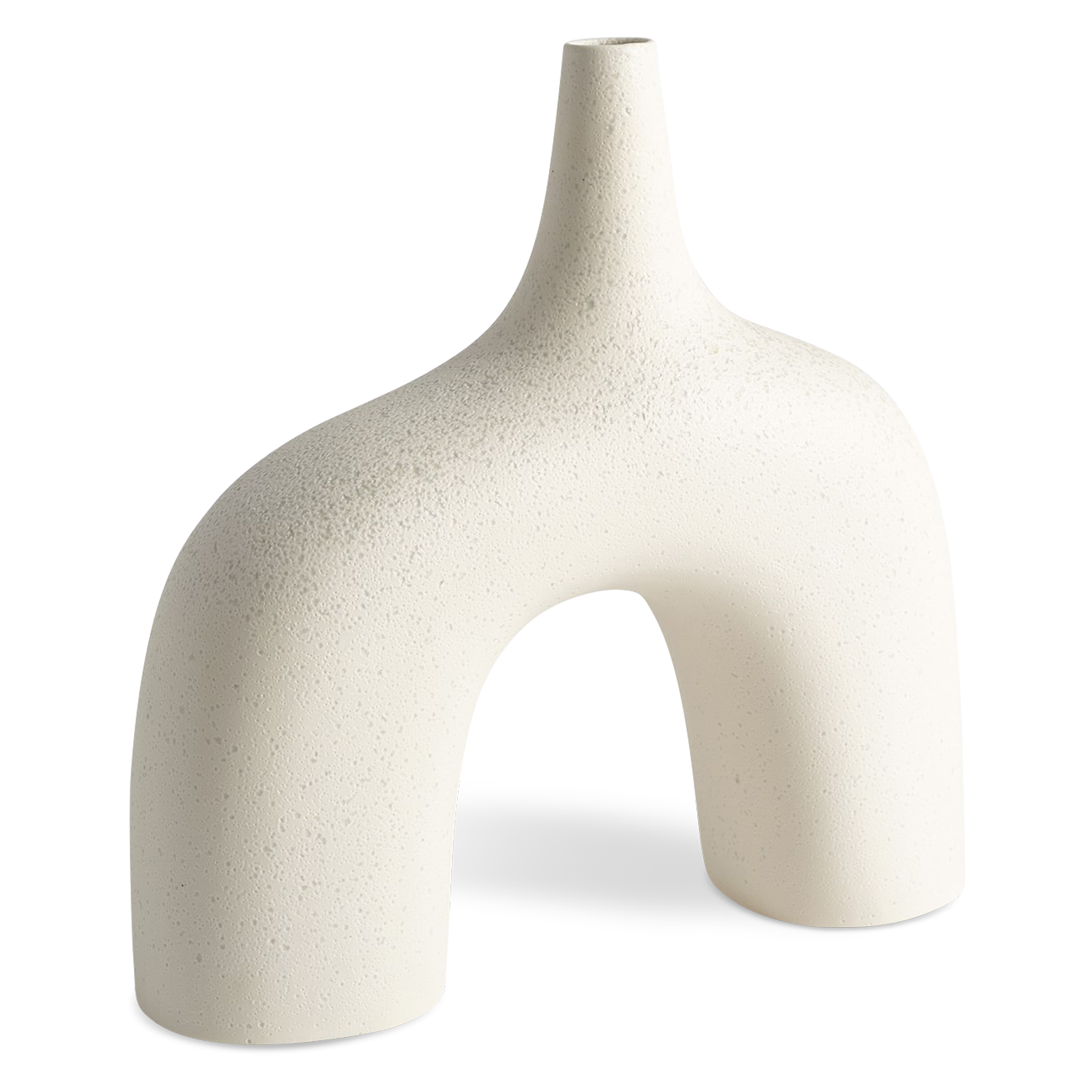 Reminiscent of the 1960's lava glaze ceramics, the Stretch Vases in cream are slip cast vessels that nest/straddle each other.