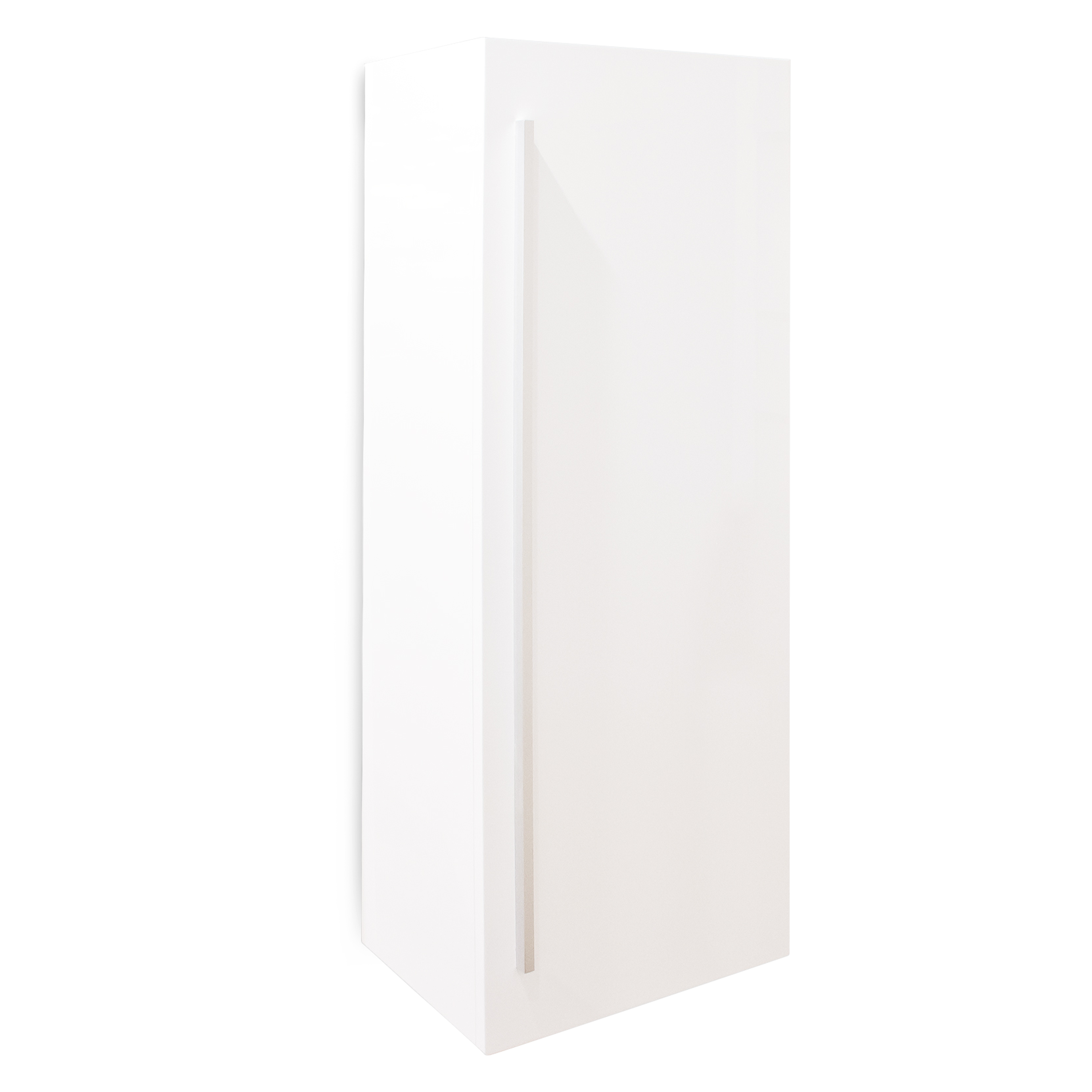 The Cascade 47" Side Cabinet is a modern side cabinet featuring two fixed shelves for storage and a sleek vertical pull.