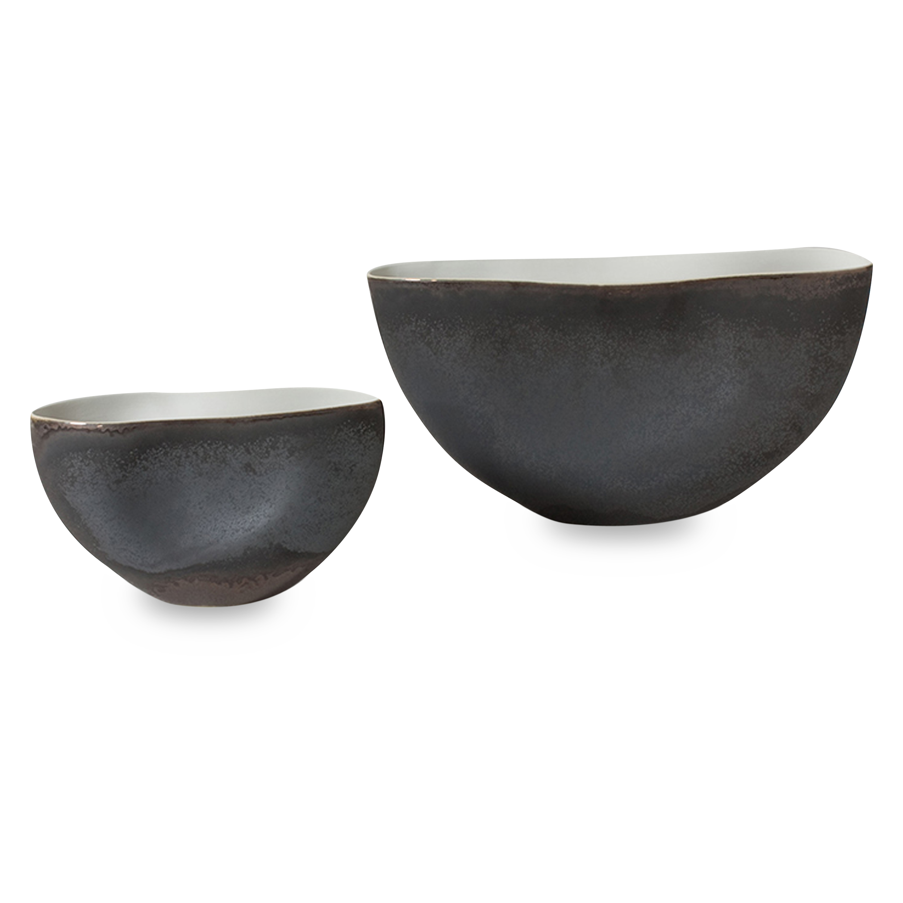 A highly reactive Raku-like glaze on porcelain.