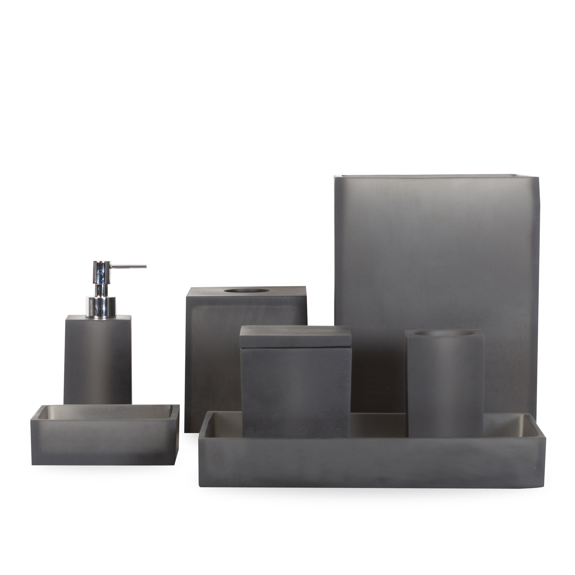 Clean lines and a minimal aesthetic define this bath collection.