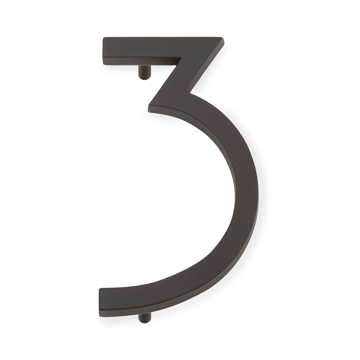 A seamless oil rubbed bronze house number written in a narrow and modern font.