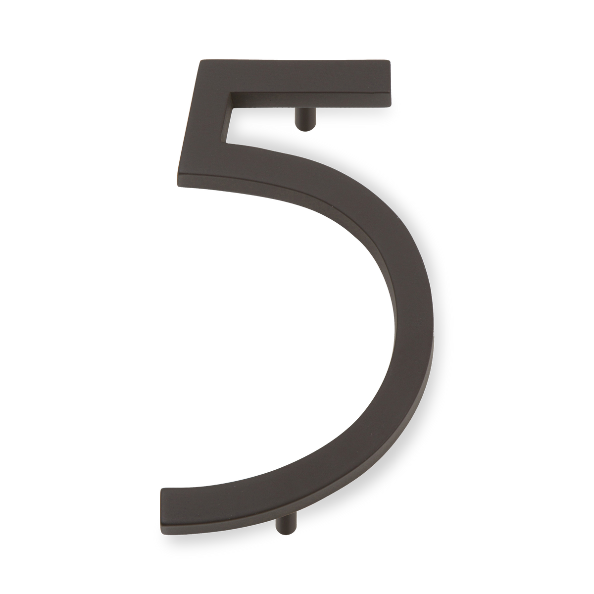 A seamless oil rubbed bronze house number written in a narrow and modern font.