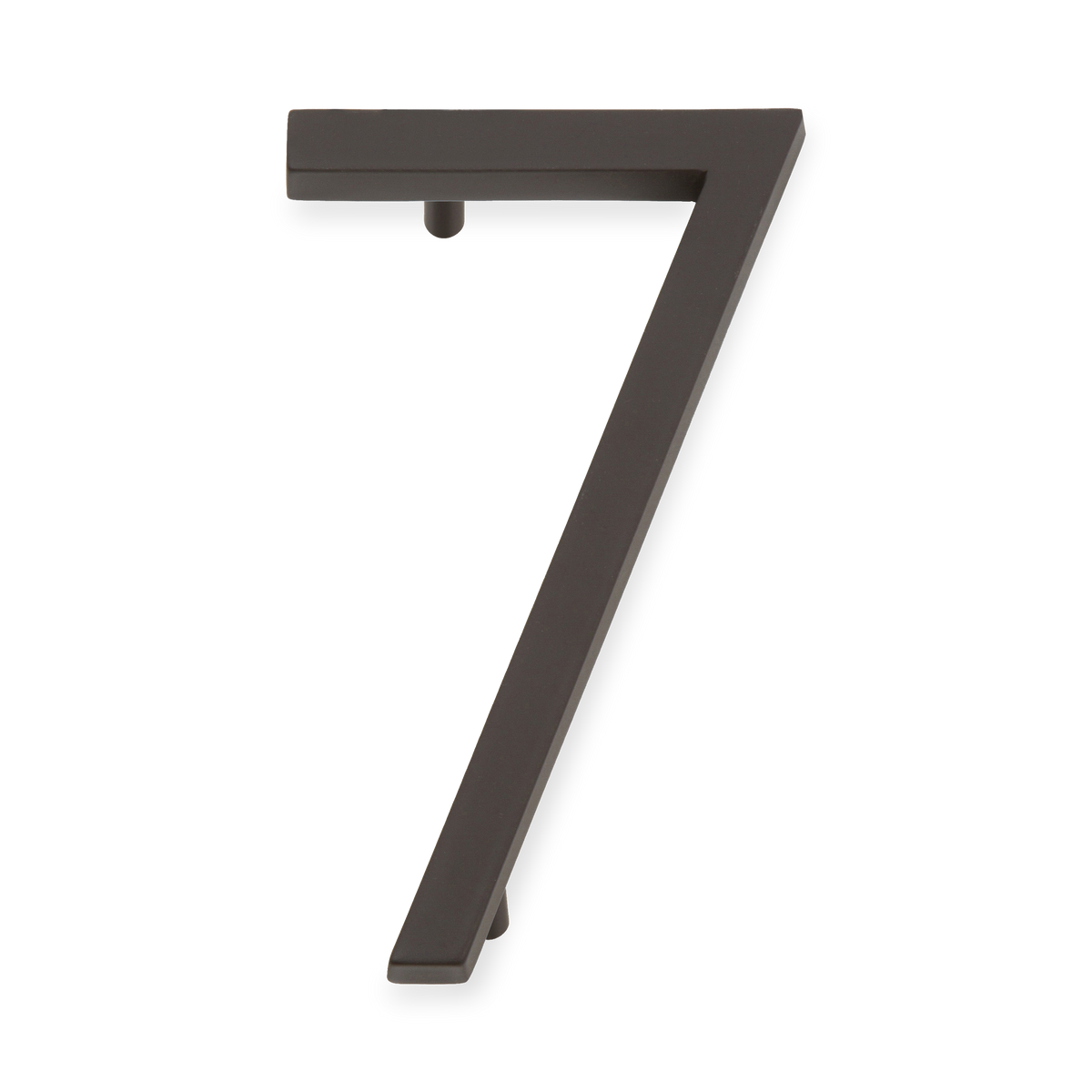 A seamless oil rubbed bronze house number written in a narrow and modern font.