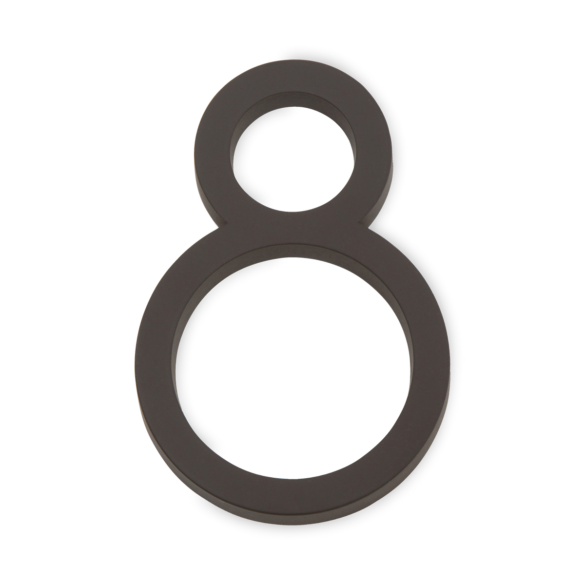 A seamless oil rubbed bronze house number written in a narrow and modern font.