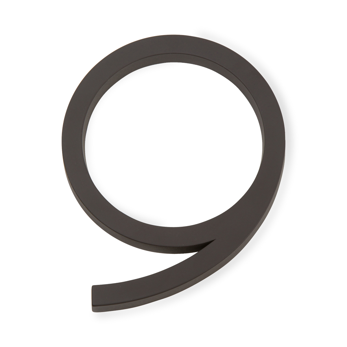 A seamless oil rubbed bronze house number written in a narrow and modern font.