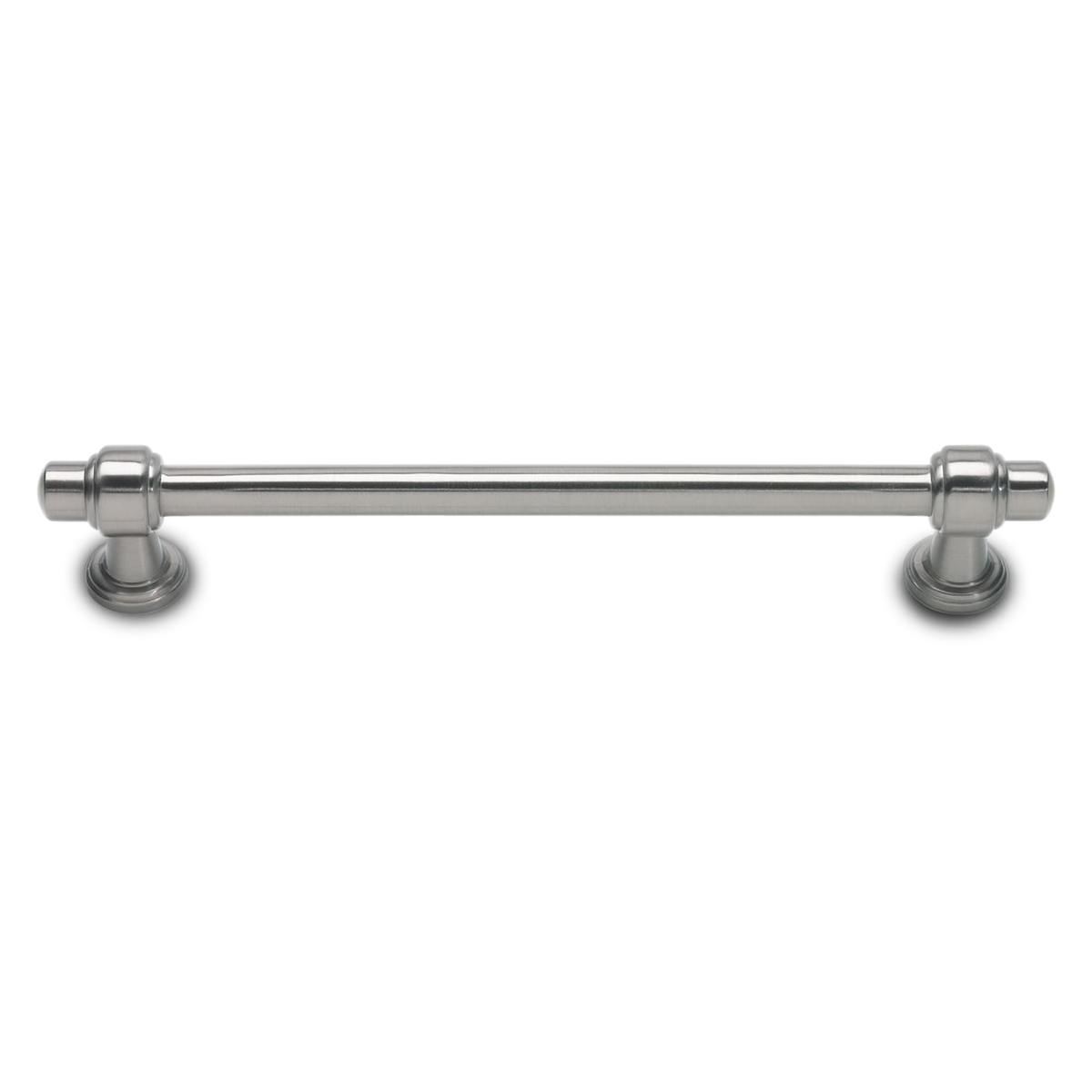 A contemporary pull with edged bar and handle details.