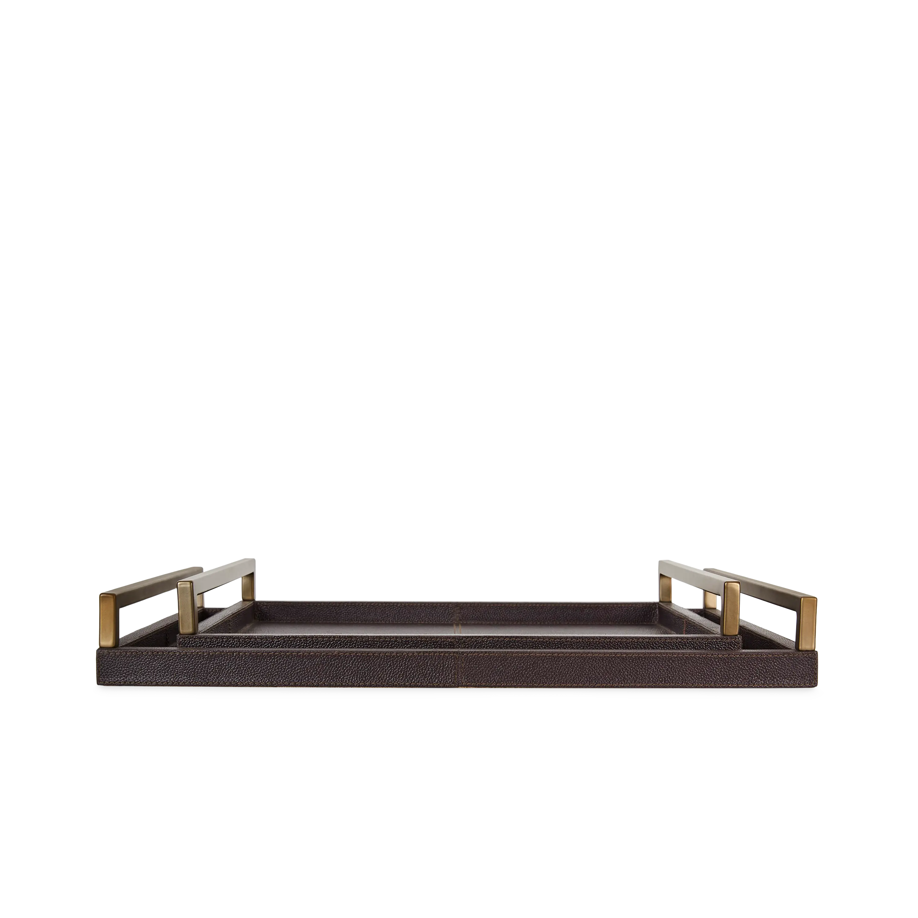 Leather Brass Tray Set
