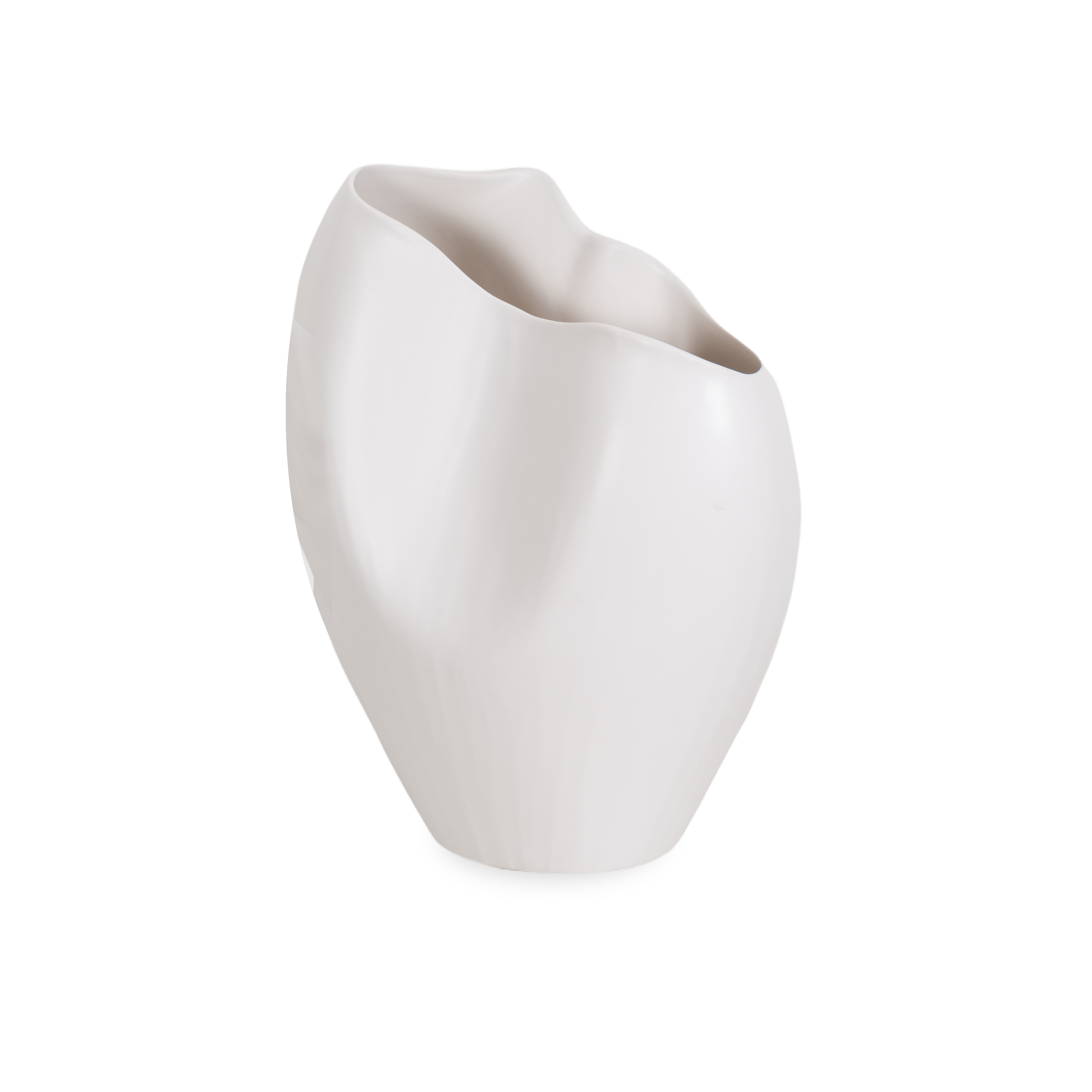Characterized by its asymmetrical opening and its eloquent silhouette, this Horn Vase can provide a contemporary flair with its amicable design, subtle textures and its handcrafted