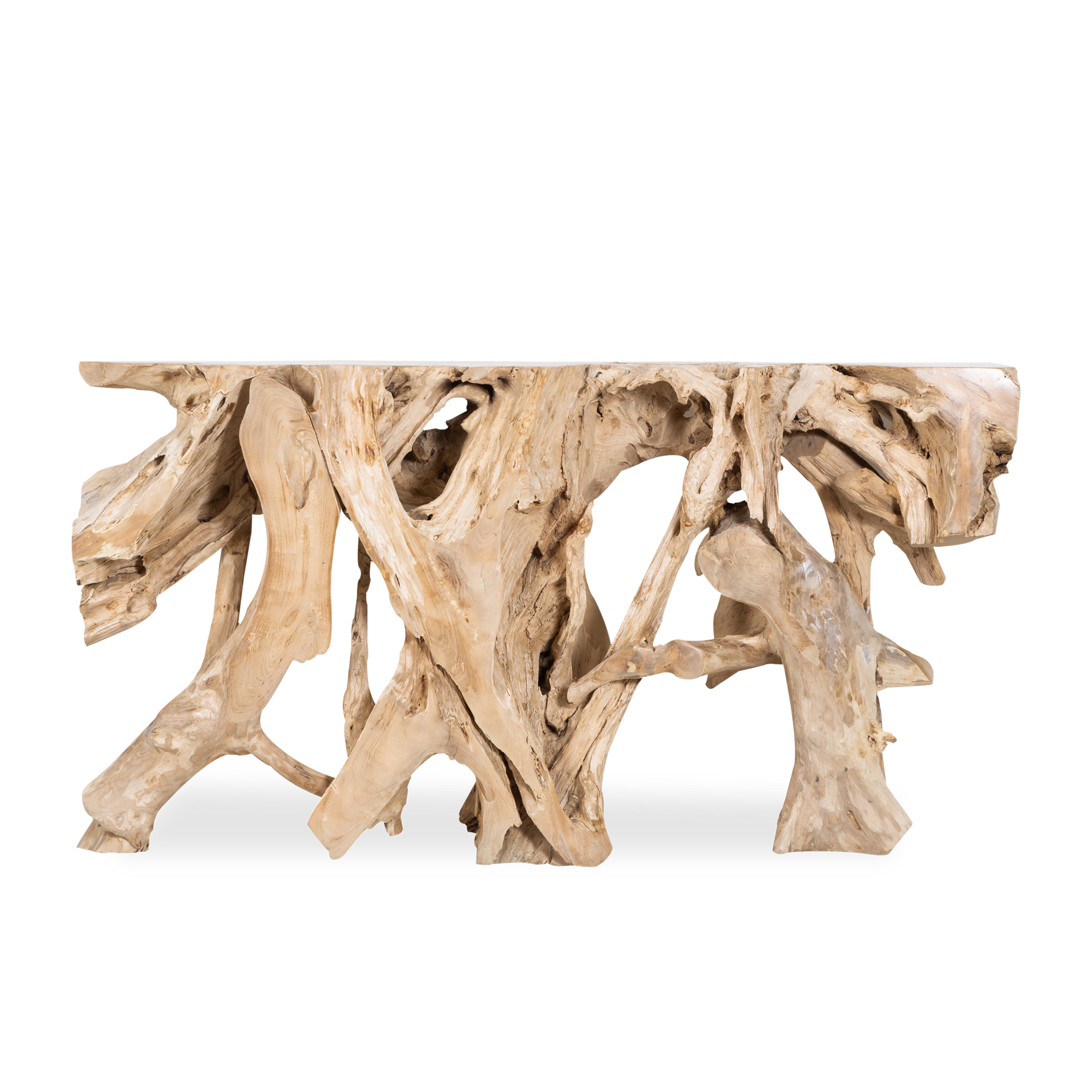 Crafted from reclaimed teak root, introduce an organic shape to any space with the Teak Root Coffee Table.