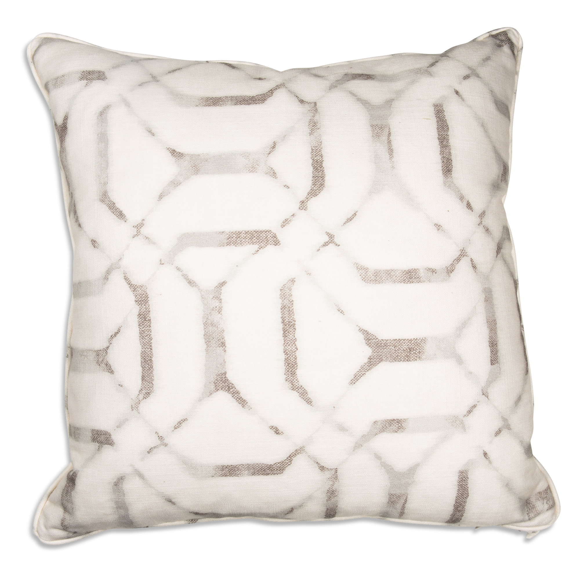 The Jepara Mineral Pillow features a geometric pattern in natural hues.