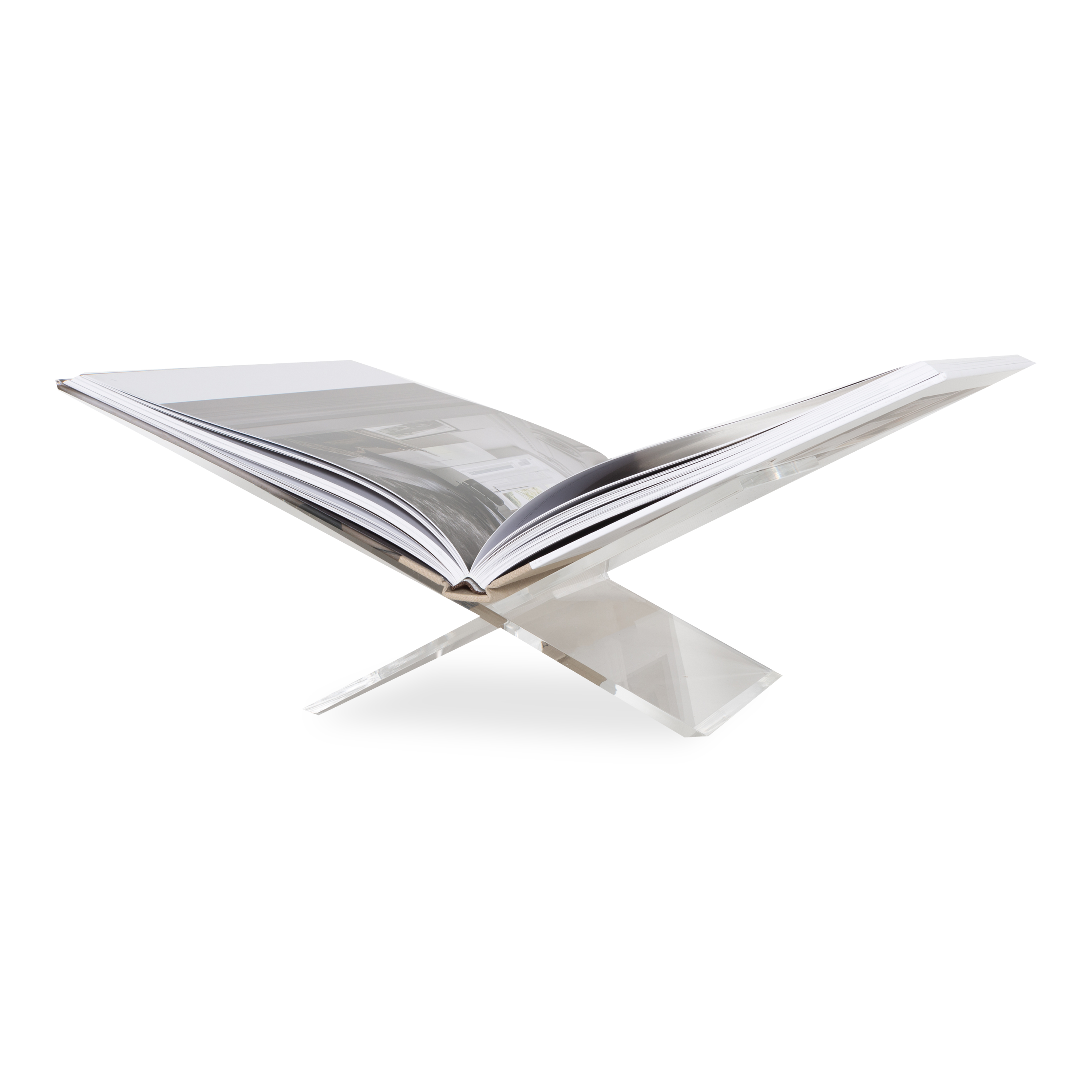 This stylishly designed glass-like lucite Acrylic Bookstand creates a modern cradle to display an open cookbook or artbook.