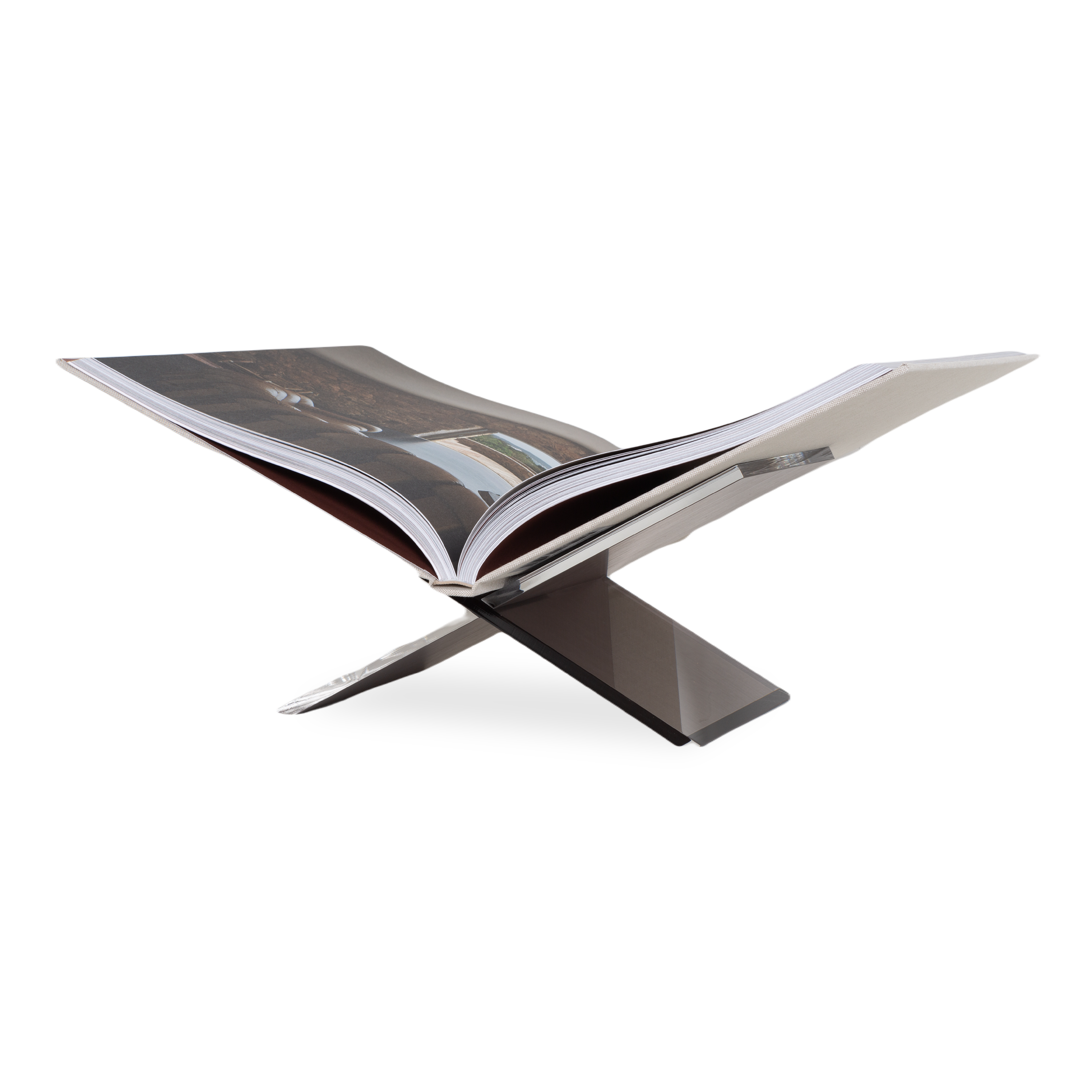 This stylishly designed glass-like lucite Acrylic Bookstand creates a modern cradle to display an open cookbook or artbook.