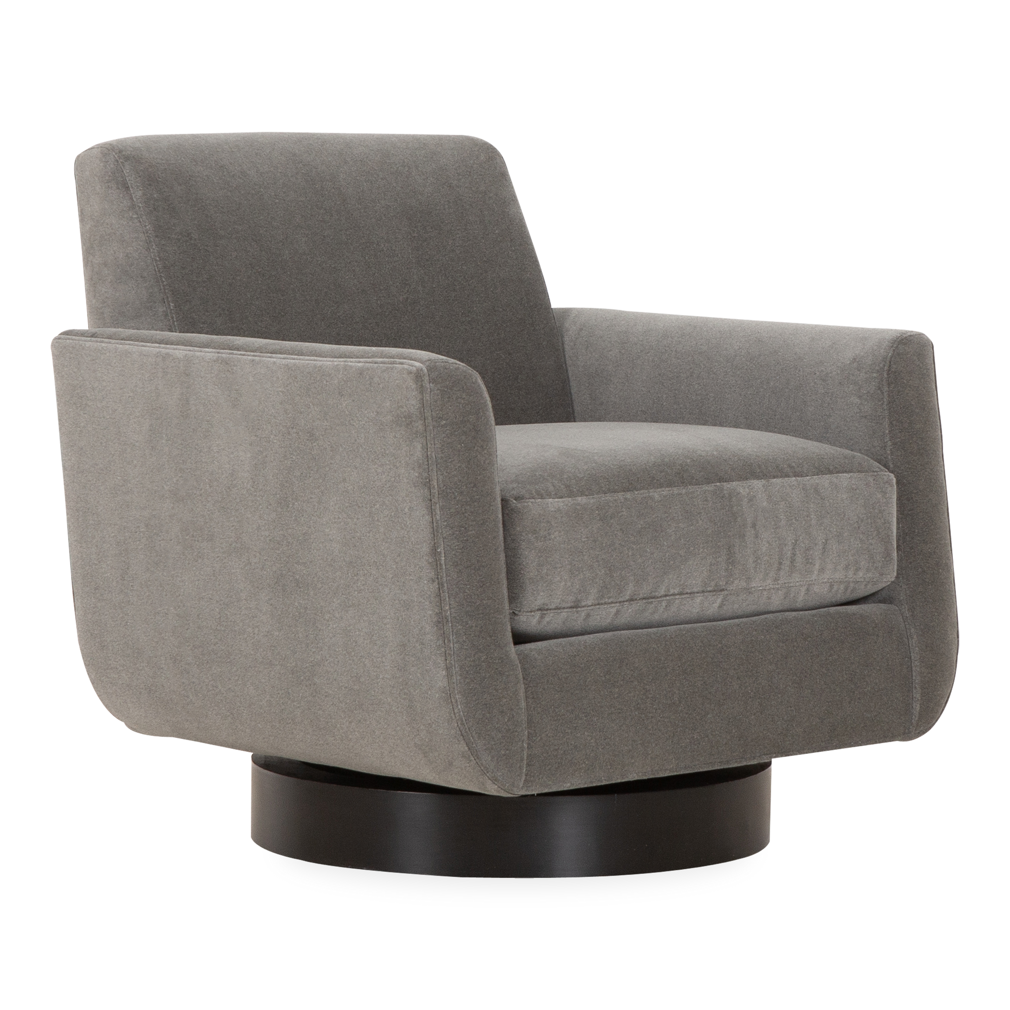 With its space-age design cues and relaxed lounge-style comfort, the Brenner Swivel Chair effortlessly dominates the room from every perspective.