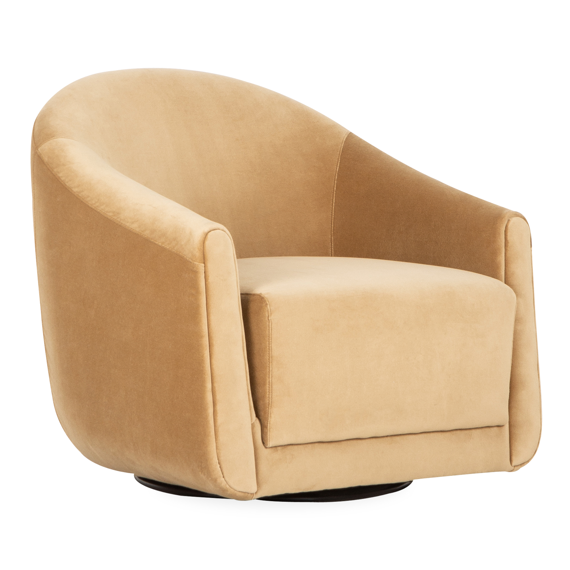 With its slim frame and oversized seat, the Shore Swivel Chair offers a nuanced sophistication.