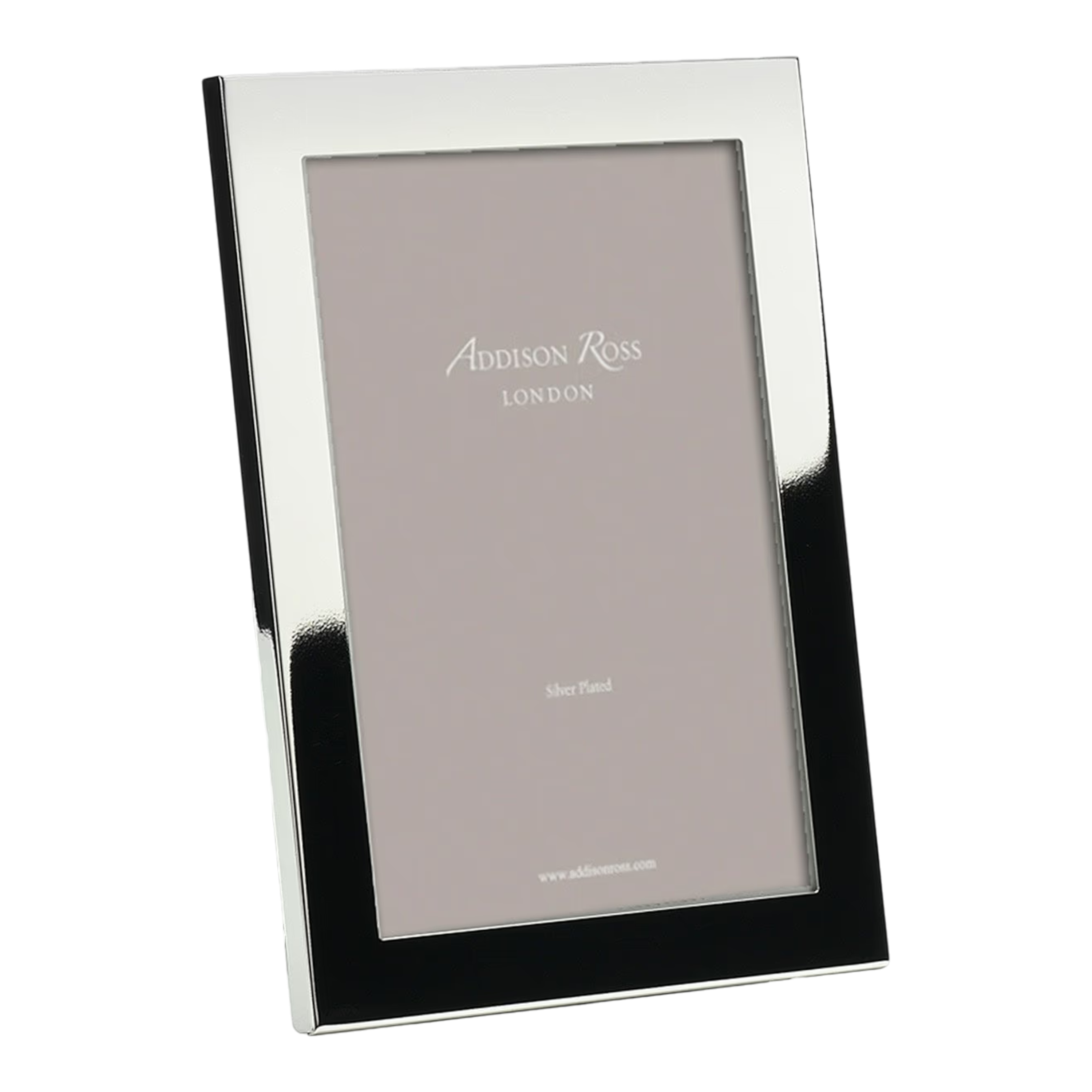 Square Frame with slim polished silver-plated border and rectangular photo opening, shown in portrait orientation.
