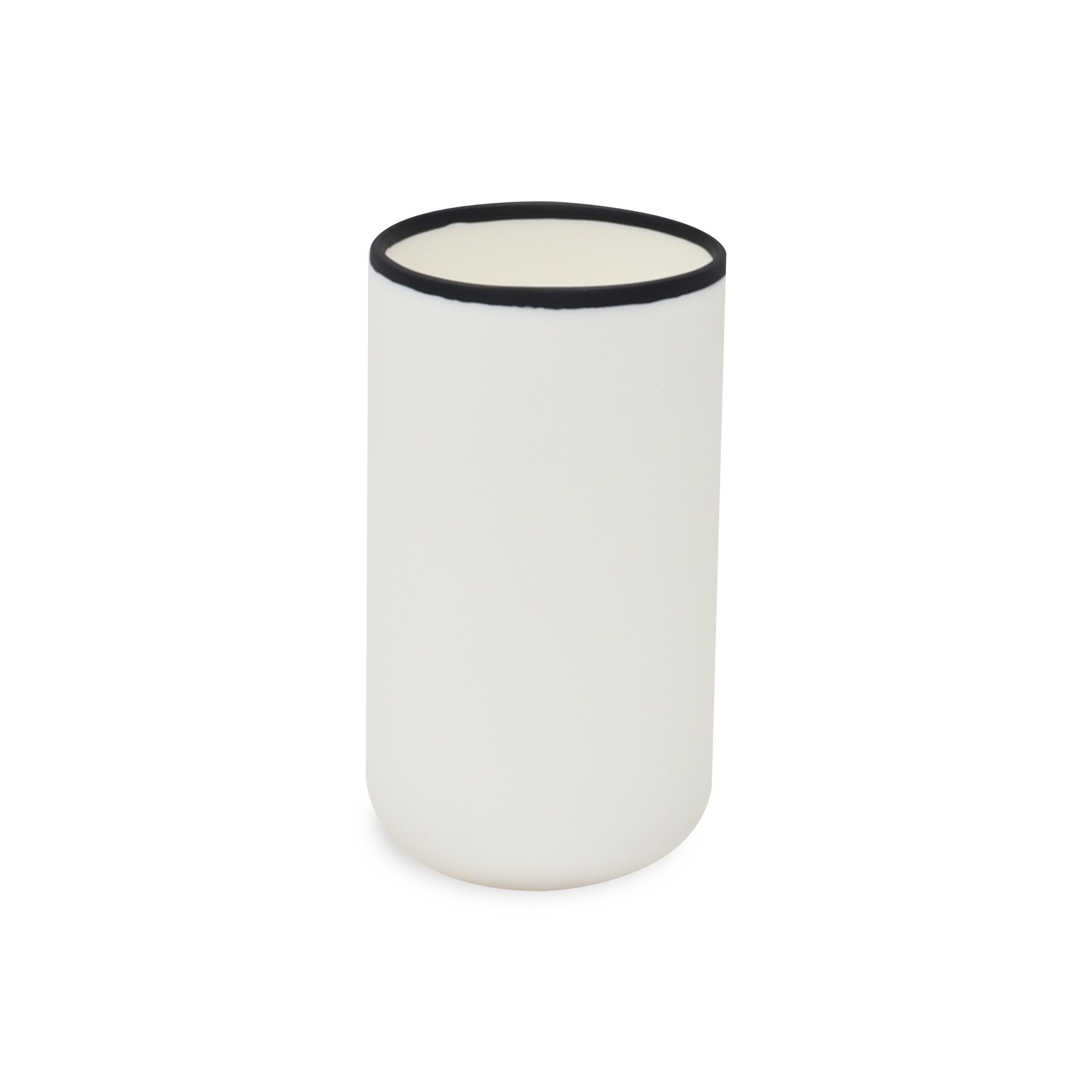 The decorative Rim Vase in white with a contrasting black rim is handmade, hand-cast and hand finished with care resulting in unique variations in each item.