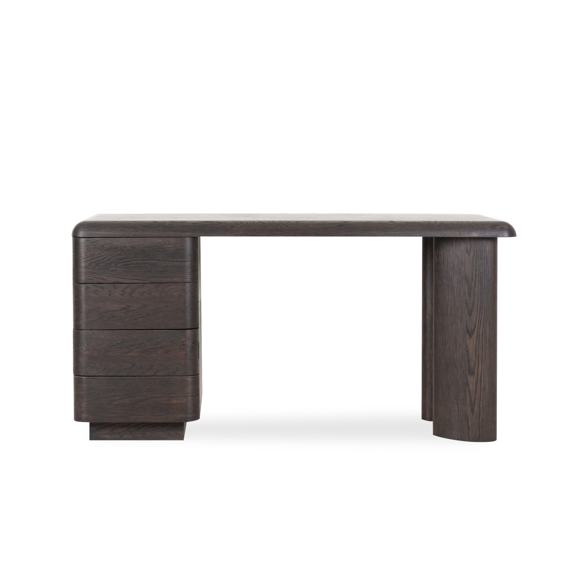 Built from sandblasted oak, the Column Desk has a raw and refined spirit.