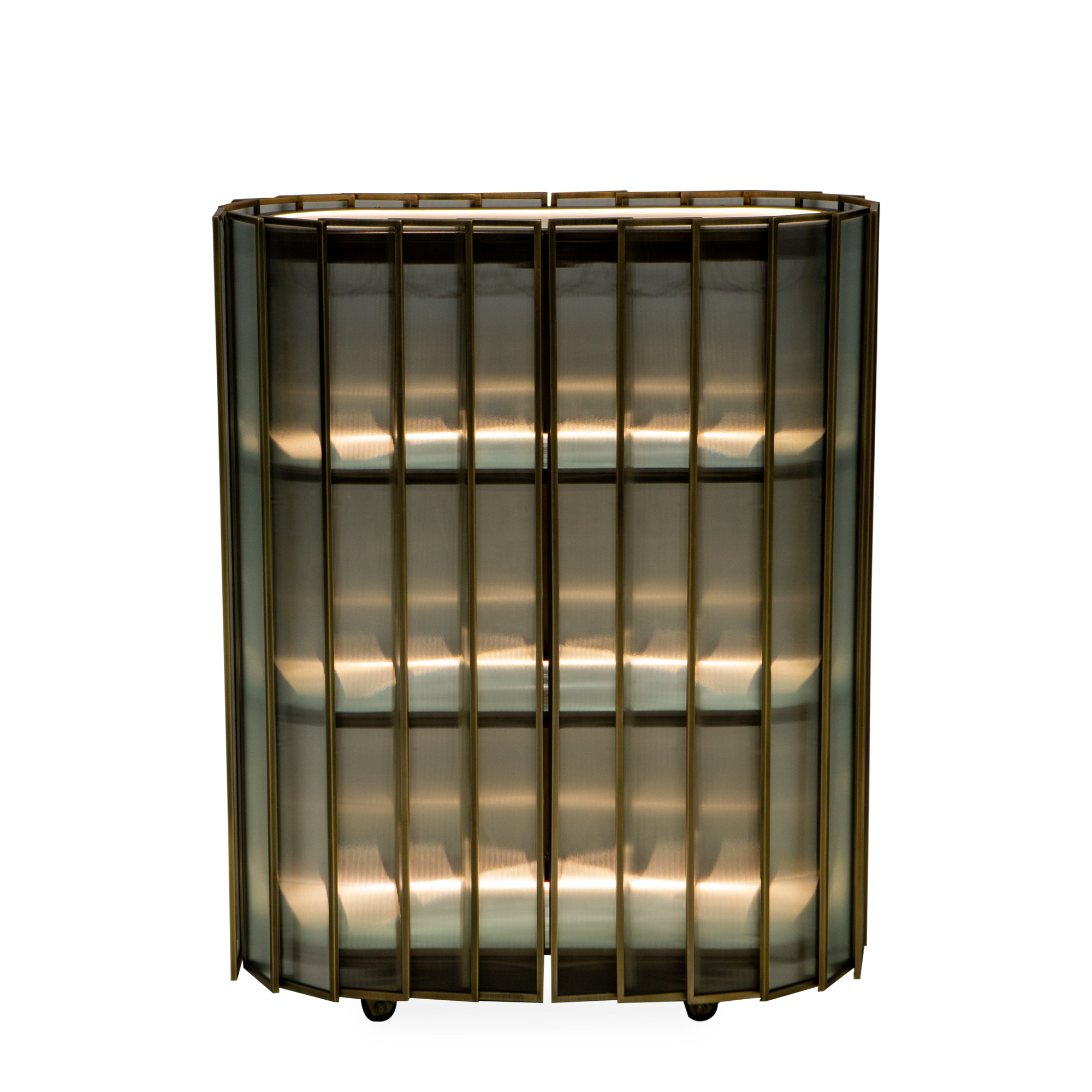 Cocktail hour becomes golden hour with the beautiful Shimmer Bar Cabinet and its mellow golden glow.