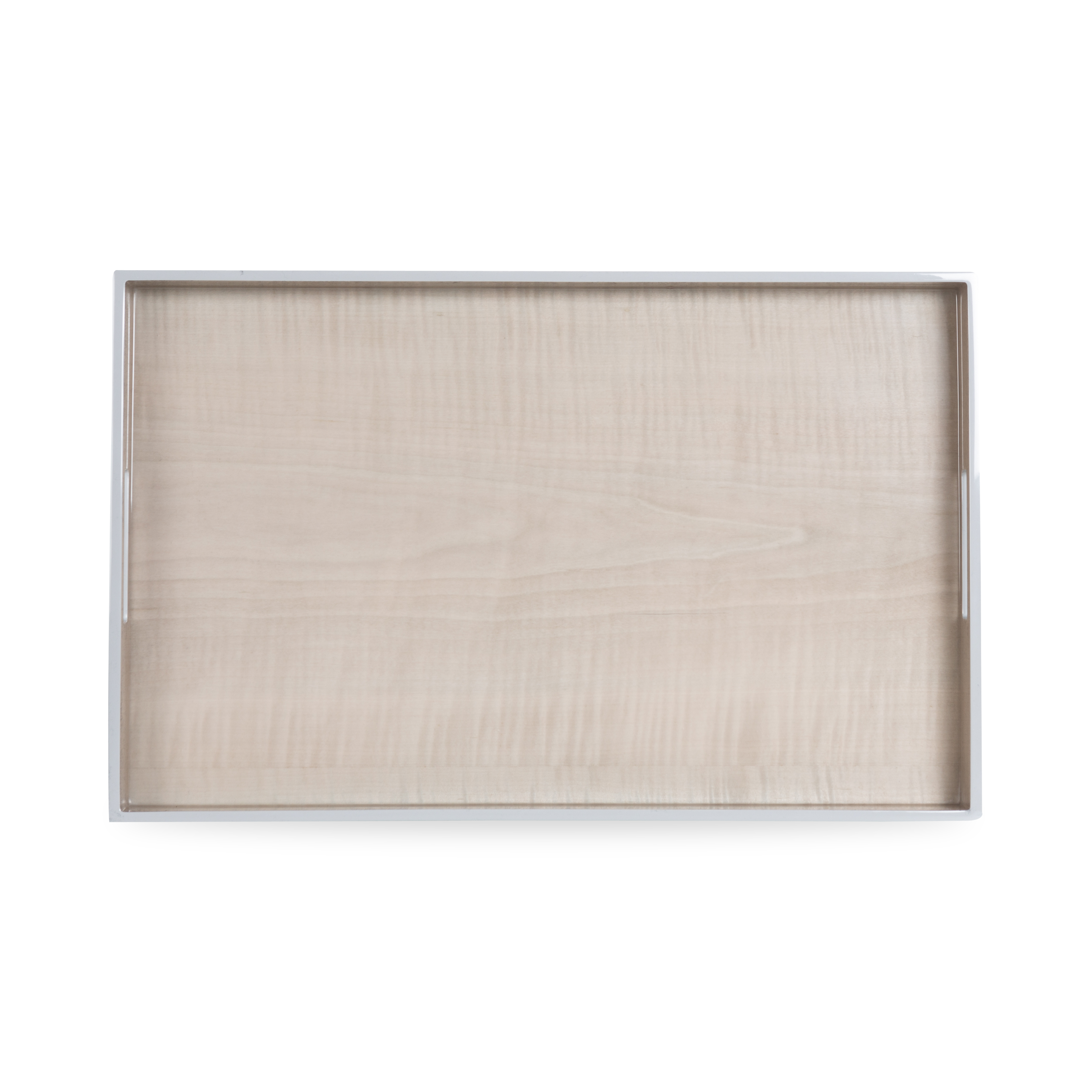 The Lacquered Sycamore Tray uses hand-crafted lacquered wood that is produced by the traditional method of hand-pouring multiple layers of lacquer and hand-polishing each layer, re