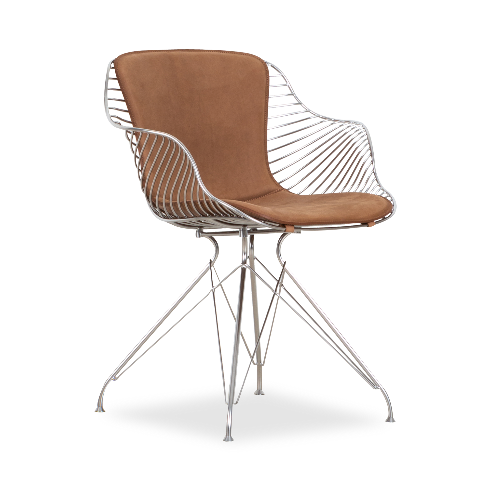 Merging abstract and minimalist design, the Wire Dining Chair was inspired by combining two traditional forms of highly-detailed and skilled craftsmanship - saddle-making and preci