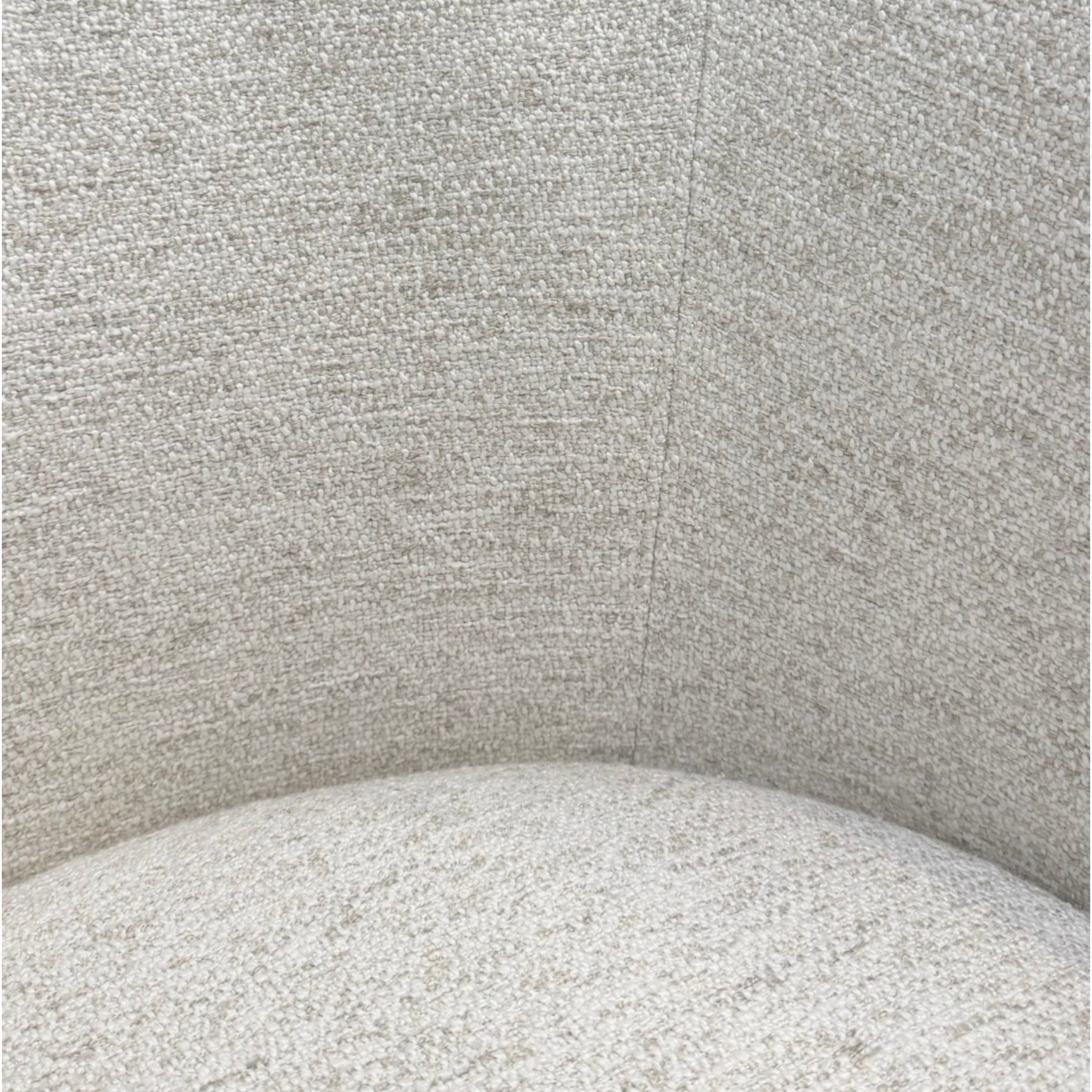 Close-up of Sigma Lounge Chair interior showing the textured Grey Oak upholstery across the curved back and seat.
