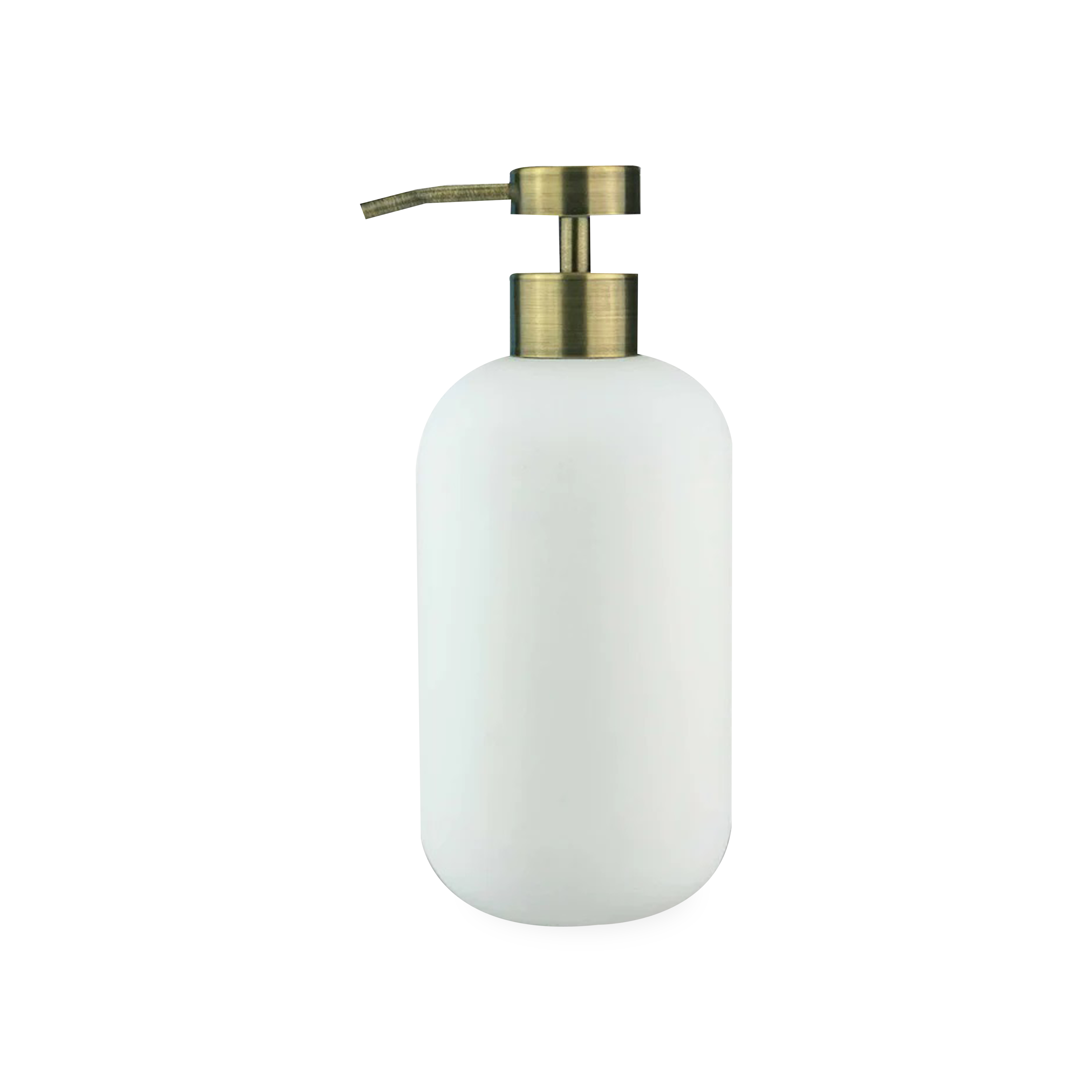 Using soft and organic forms, the Ceramic Rubber Dispenser is made of ceramics coated with a luxurious white rubber finish along with an antiqued gold finished pump.