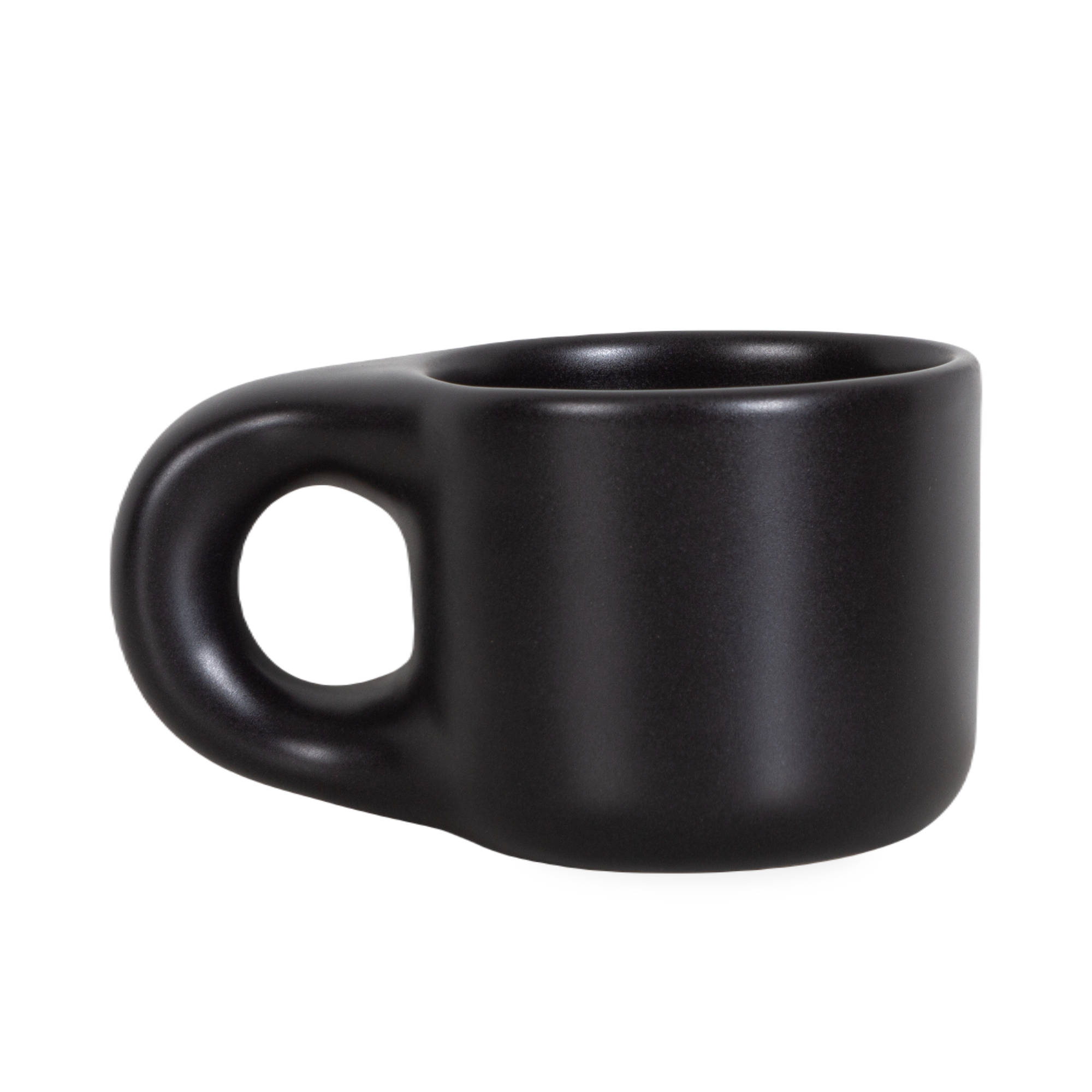Cast in stoneware from a hand-formed original, the Dough Stoneware Mug has a minimalist, sculptural quality complemented by an outsized handle, creating a uniquely portioned silhou