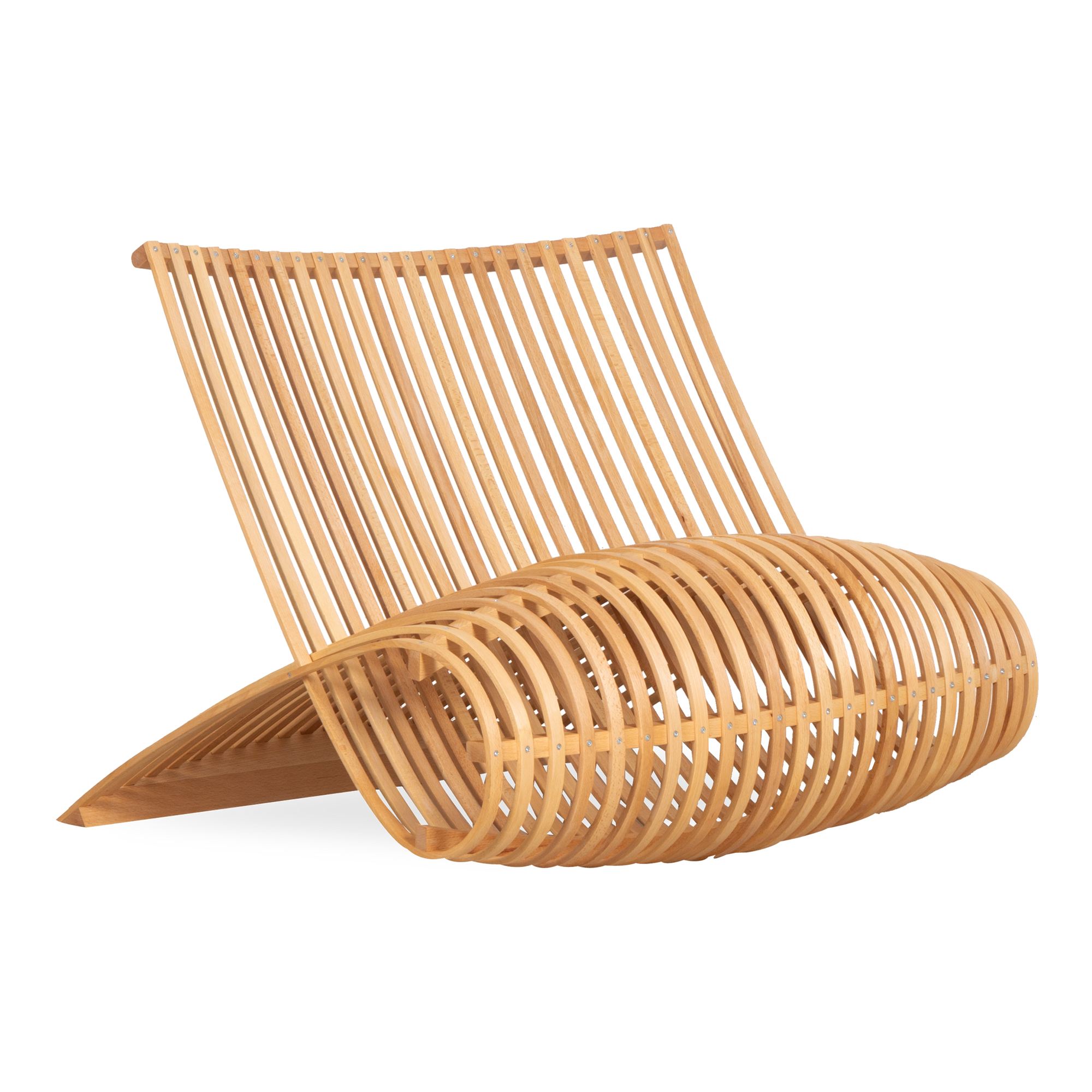 Designed by Marc Newson, the Wooden Chair stands as a successful testament to daring experimentation and a desire to push the manipulation of wood to its limits.