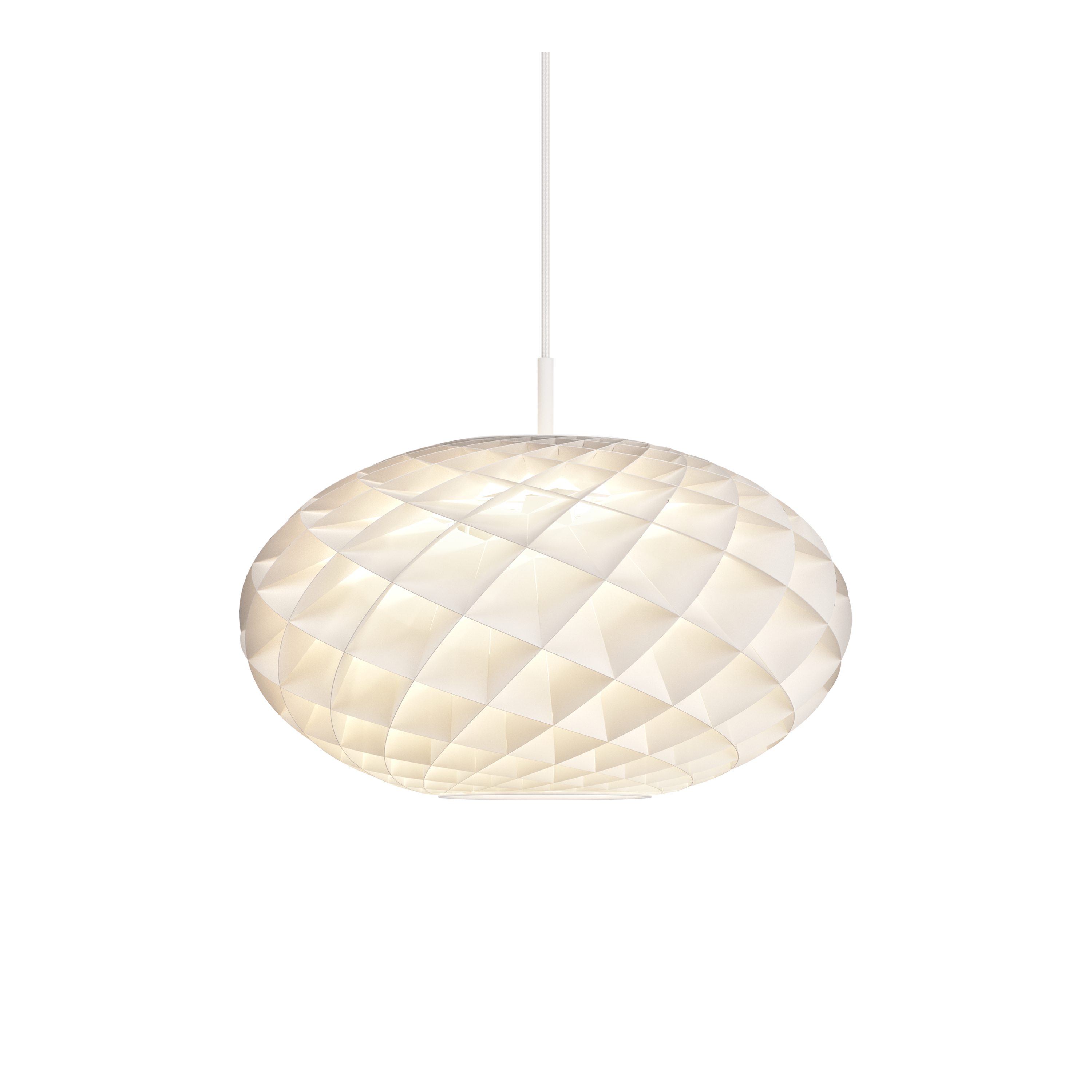 Designed by Øivind Slaatto, the Patera Oval Pendant Lamp showcases a mesmerizing geometric design inspired by the Fibonacci sequence and the intricate structure of nature.
