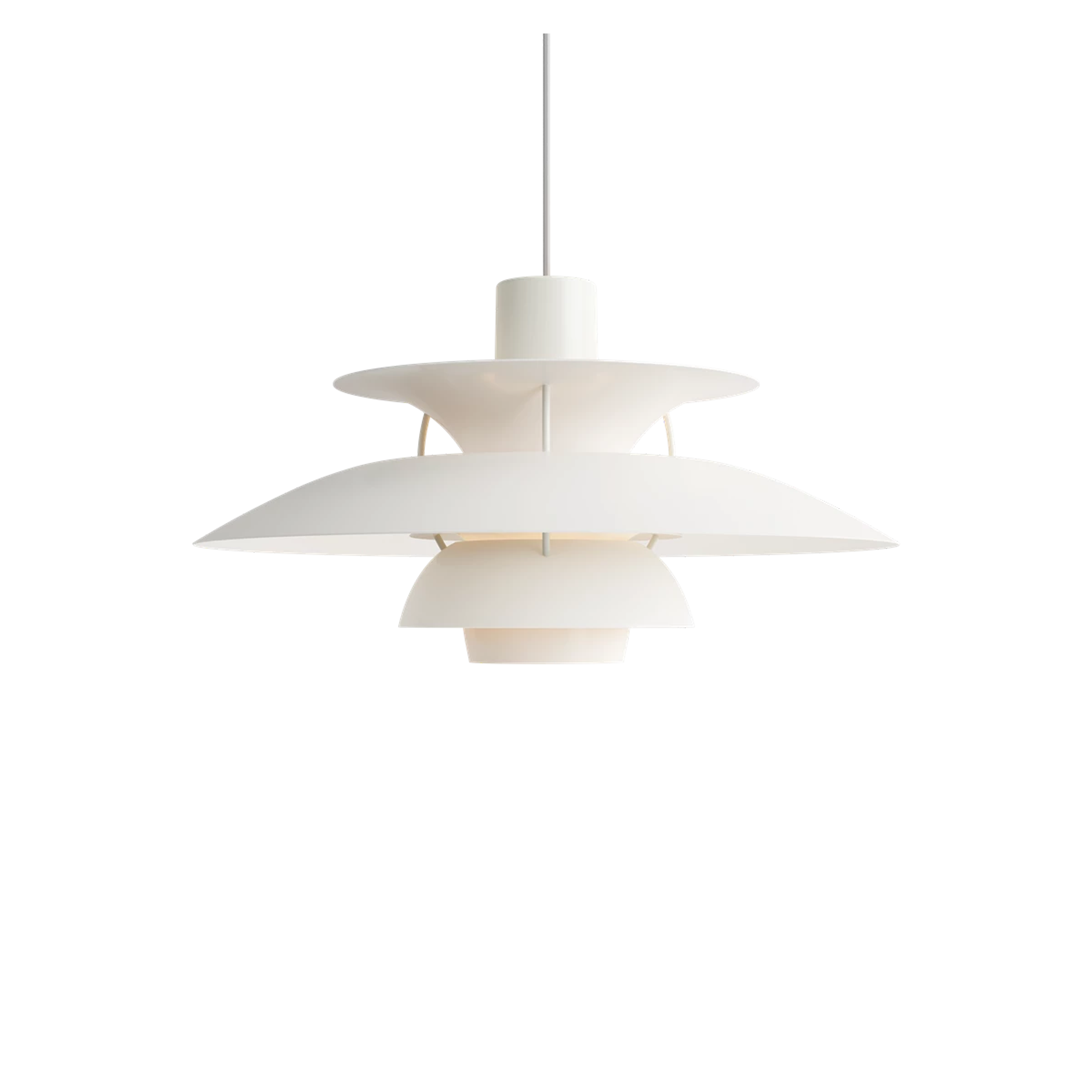 A beautiful sculptural element both when it is on and off, the PH 5 Pendant is a much-loved and well-known fixture design found in many spaces around the world.