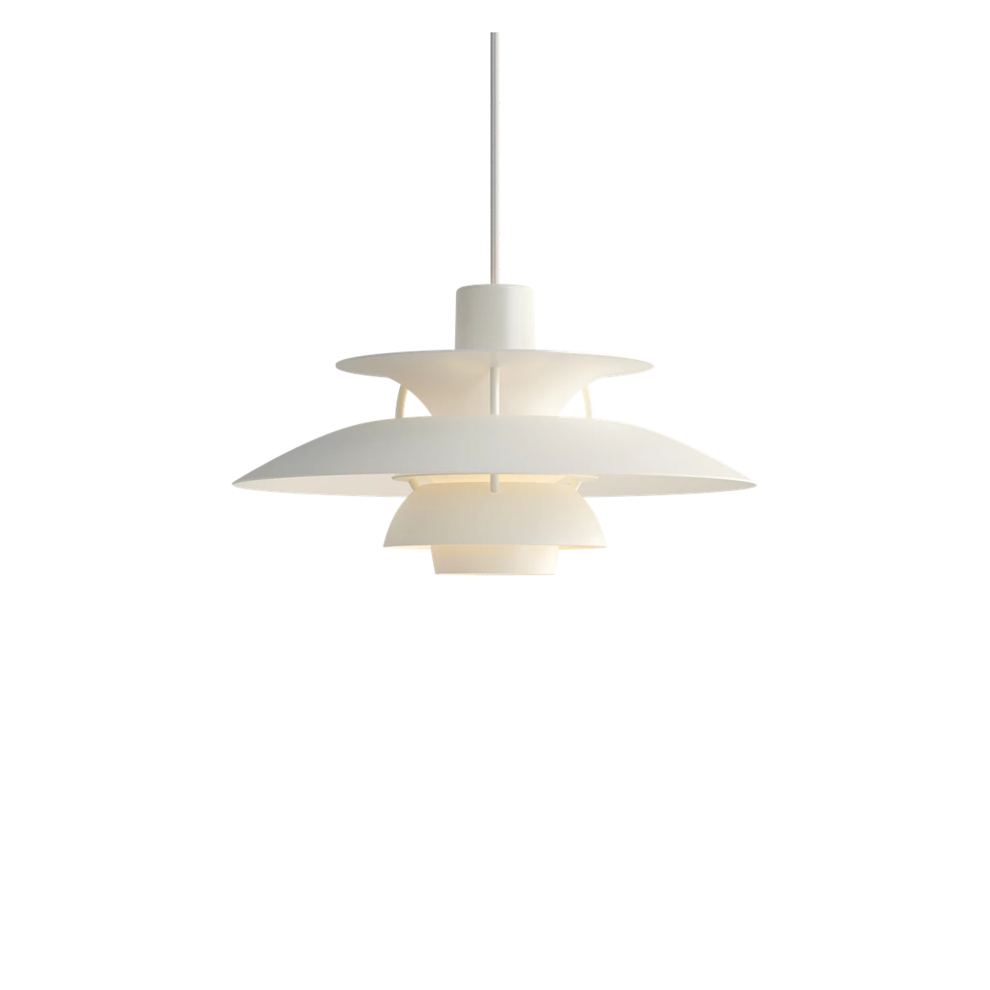 A beautiful sculptural element both when it is on and off, the PH 5 Mini Pendant is a much-loved and well-known fixture design found in many spaces around the world.
