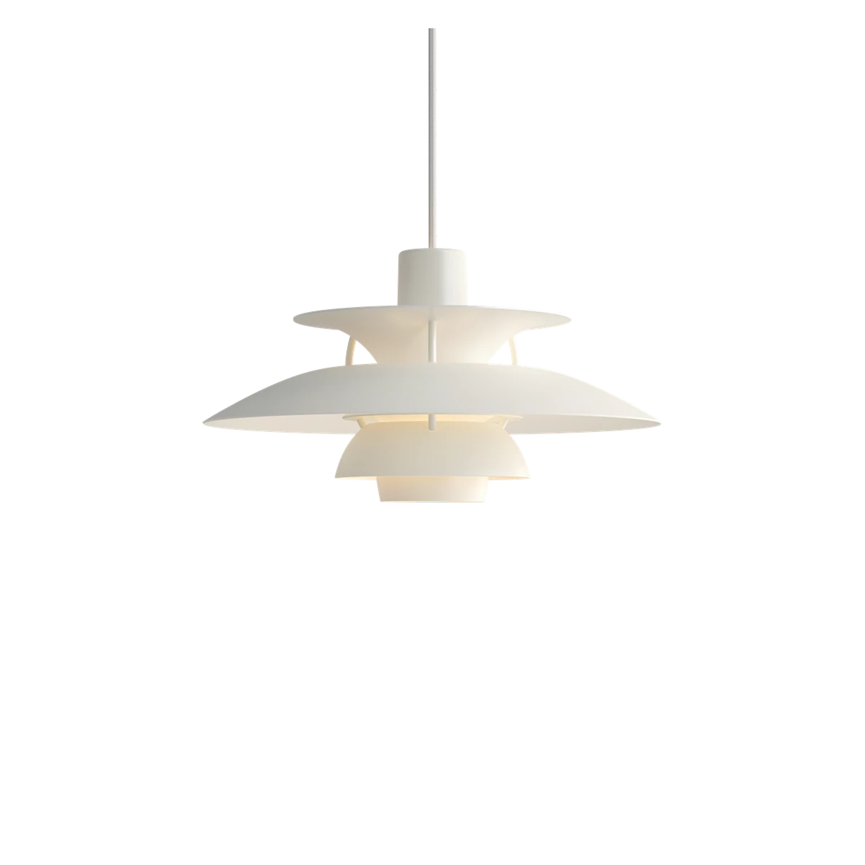 A beautiful sculptural element both when it is on and off, the PH 5 Mini Pendant is a much-loved and well-known fixture design found in many spaces around the world.