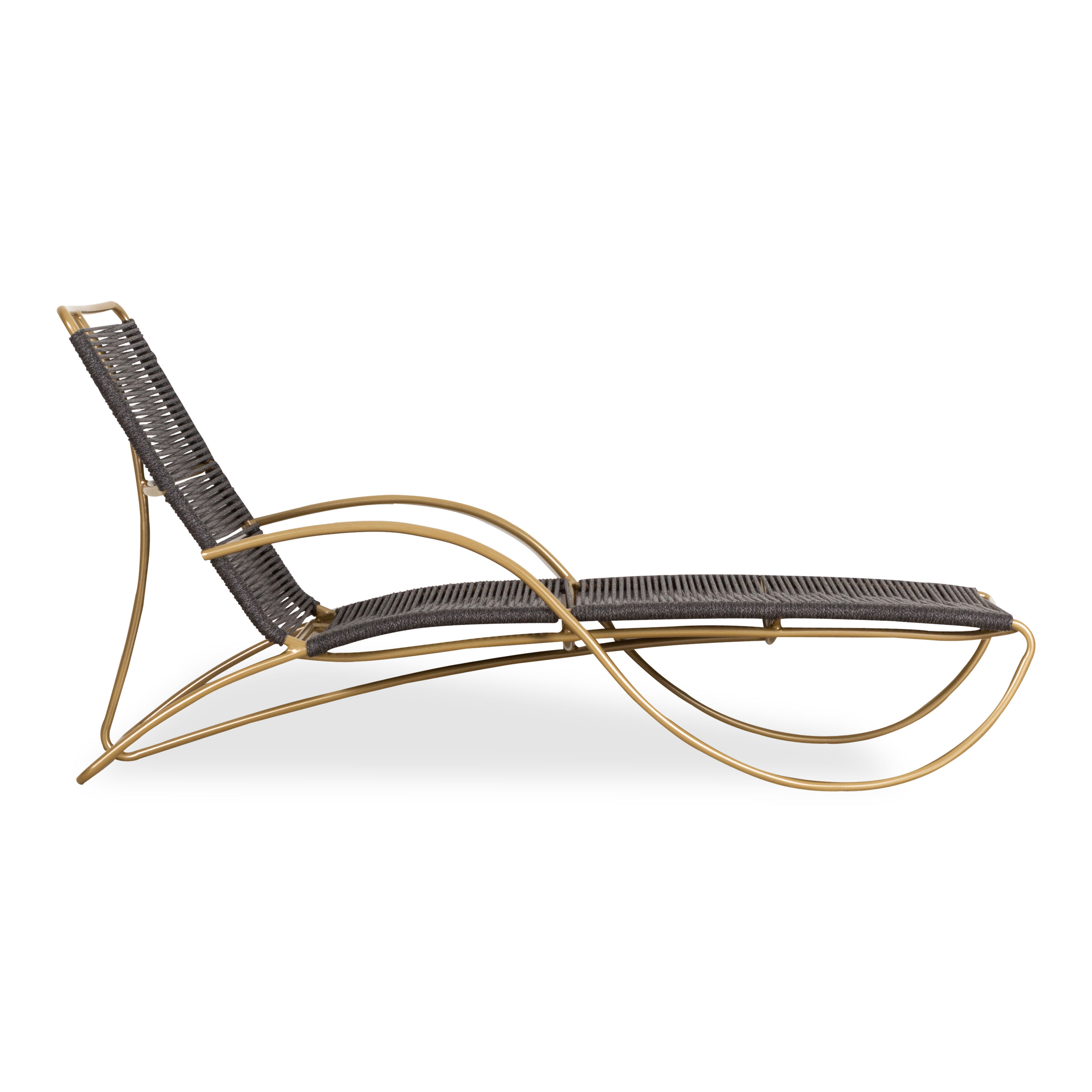 A free flowing frame design and statement rope details define the Walter Lamb Aluminum Contoured Chaise.
