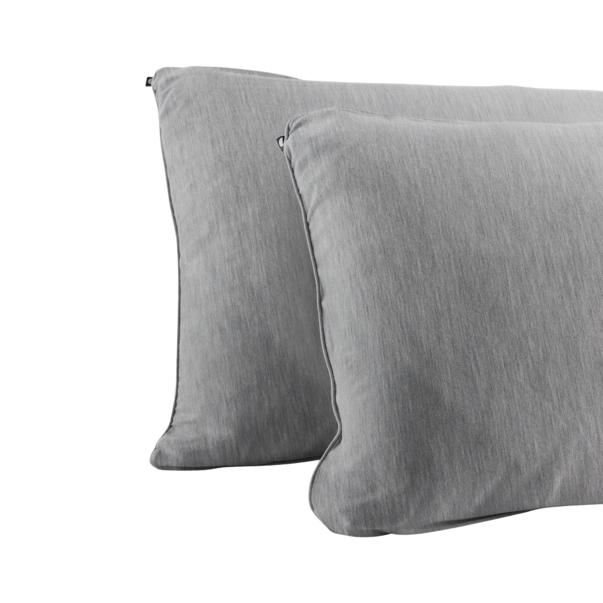 Merino Pillowcase Set of 2 in granite, featuring a soft heathered grey tone, subtly textured fabric and clean piped edges.