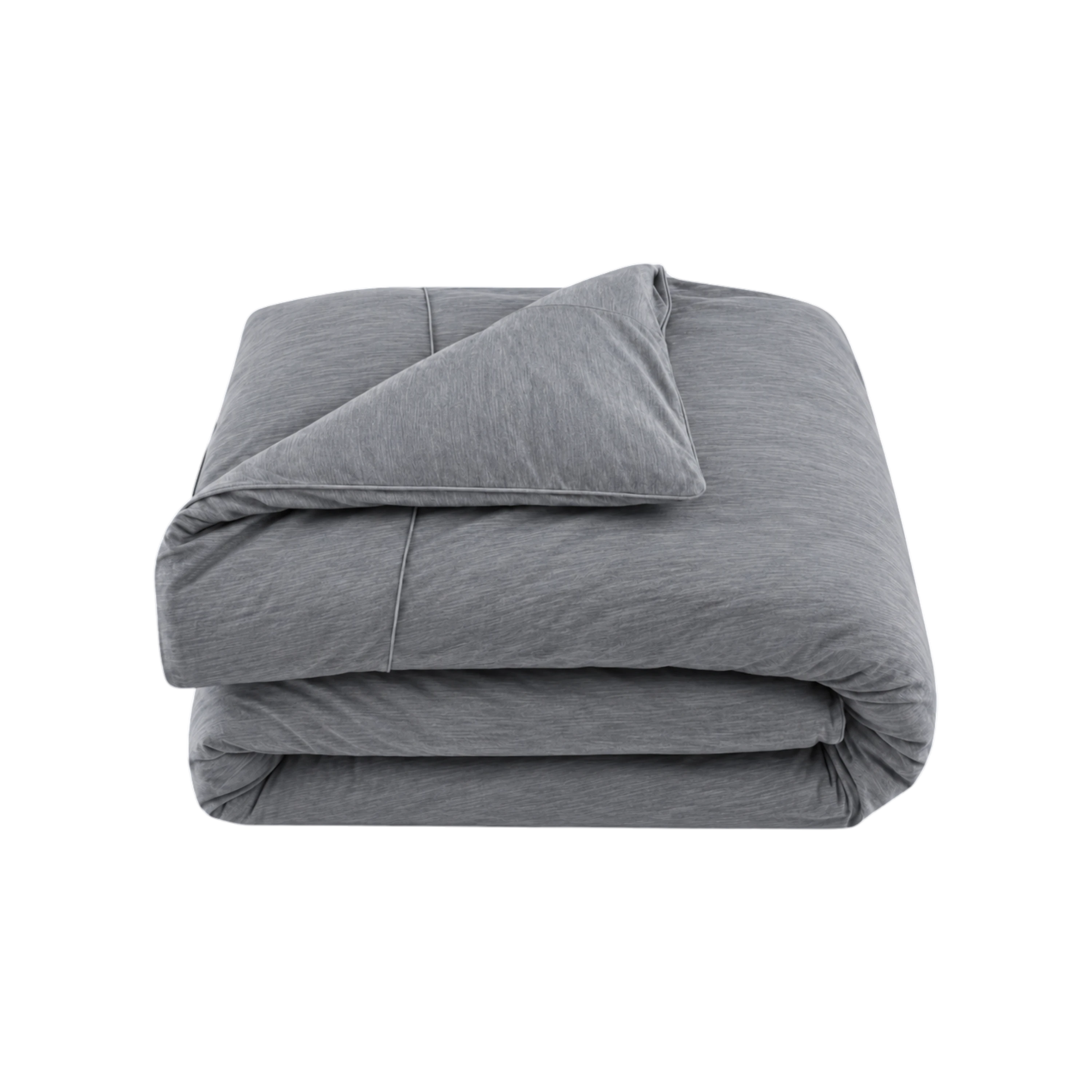 Merino Duvet Cover King Granite grey folded merino wool and bamboo jersey duvet cover with soft drape, tailored stitching and self-fabric piping.