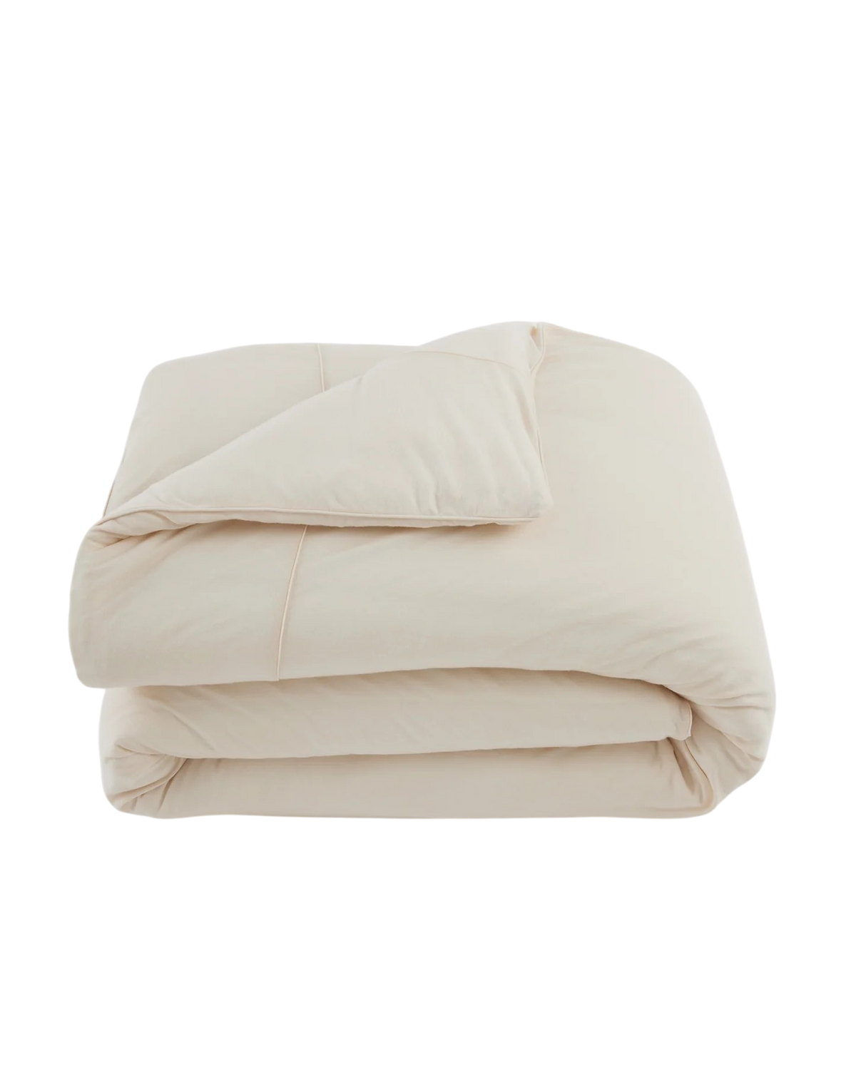 Merino Duvet Cover King Ivory, folded ivory merino wool and bamboo jersey duvet cover with soft drape, tailored stitching and self-fabric piping.