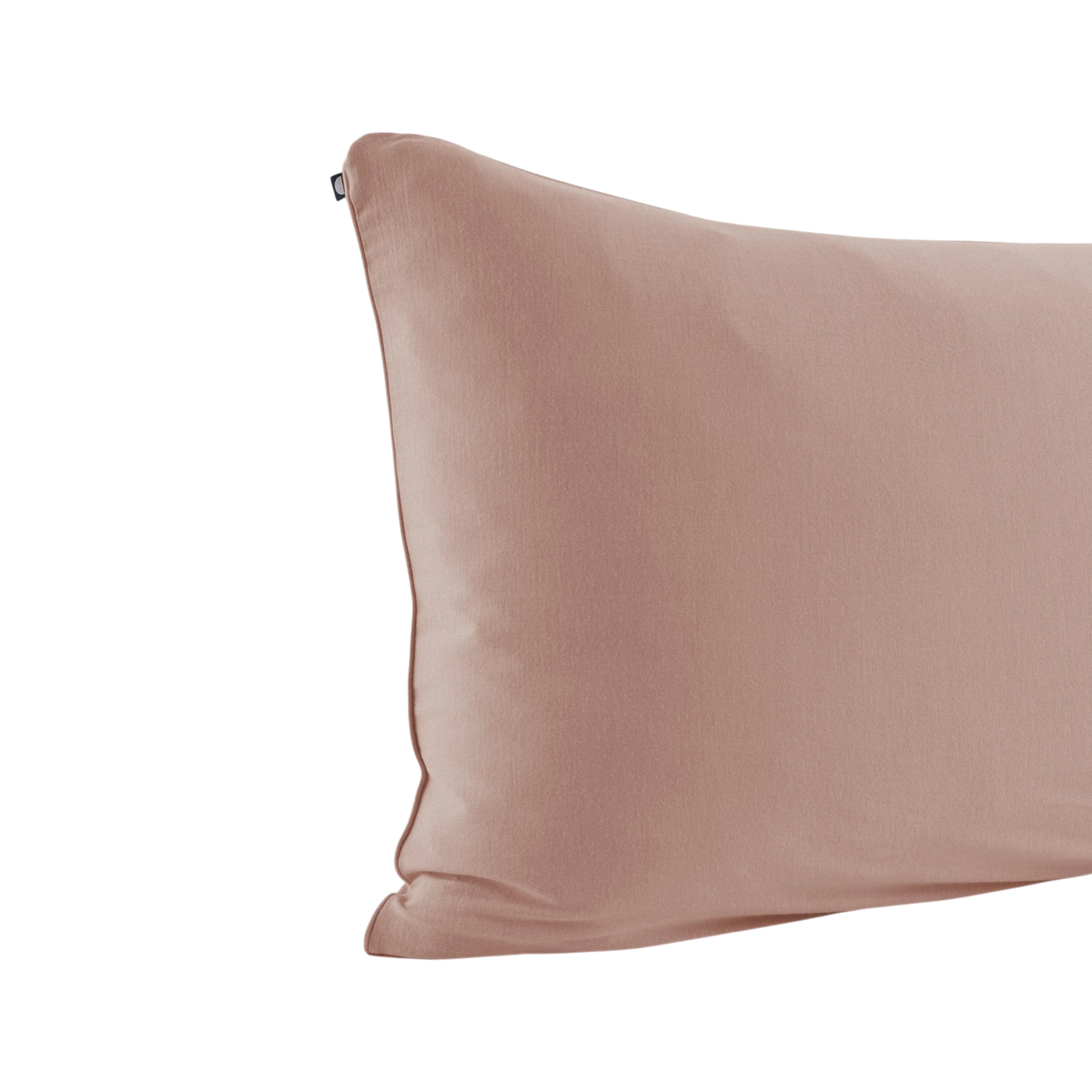 Merino Pillowcase Box Standard Rose, soft blush pink merino wool and bamboo jersey pillowcase with smooth finish and self-fabric piping.