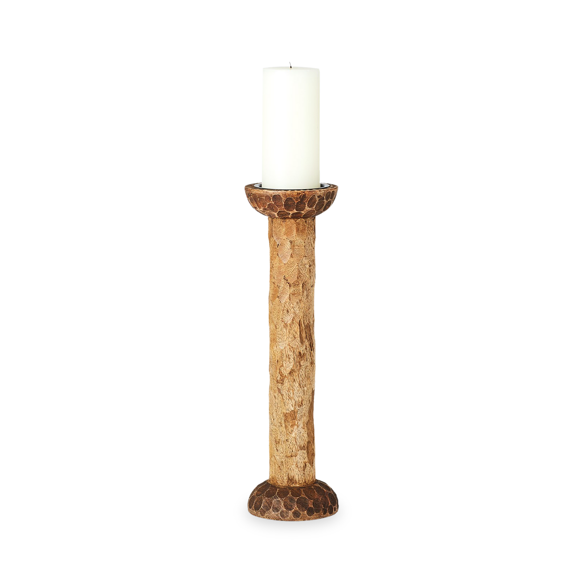 The Abais Pillar Candleholders draw their inspiration from African carvings highlighted through their organic tones.