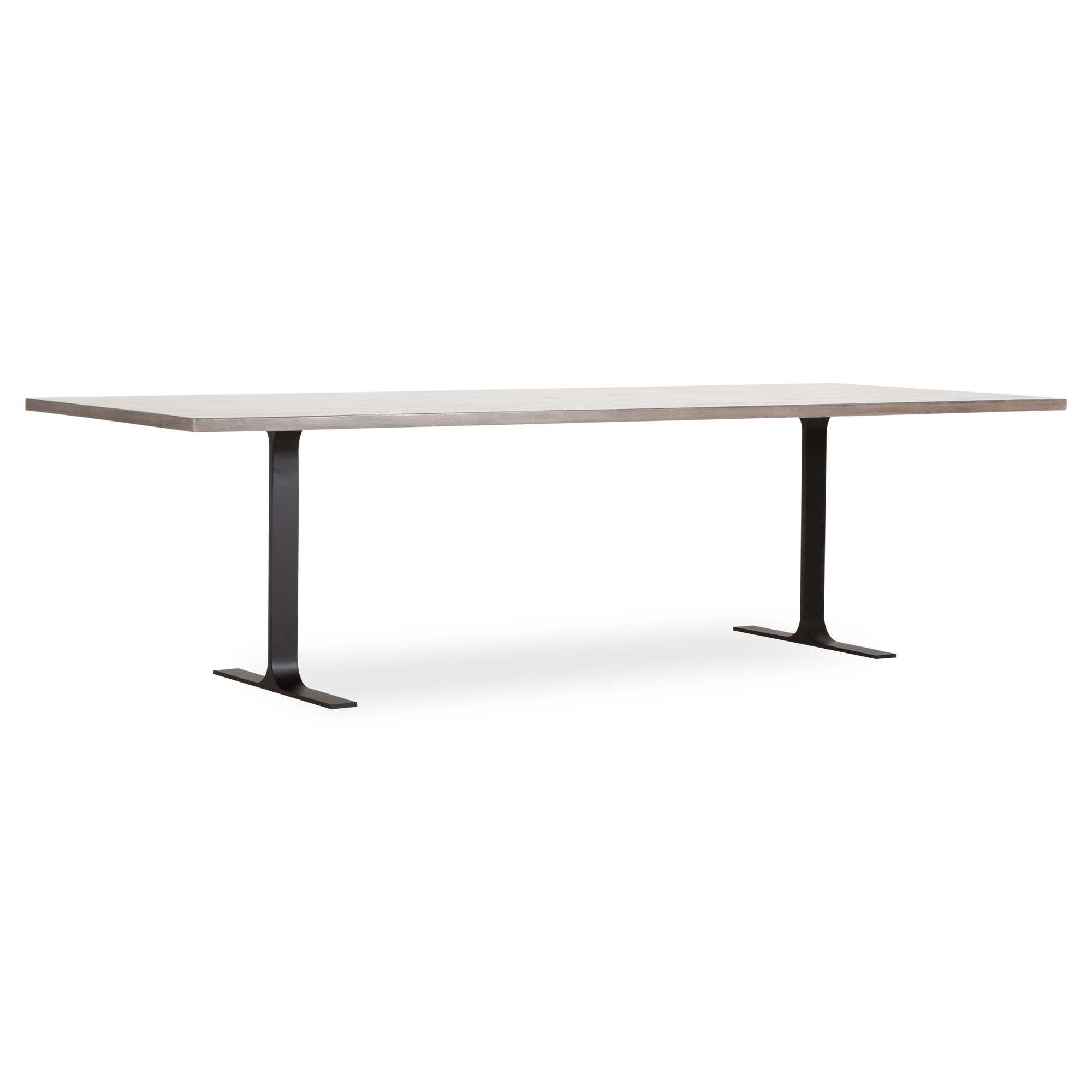 Crafted in Los Angeles, California, the Dresden Dining Table is a beautiful display of solid reclaimed wood set on elegantly curved T-shaped metal legs for a rustic modern feel.