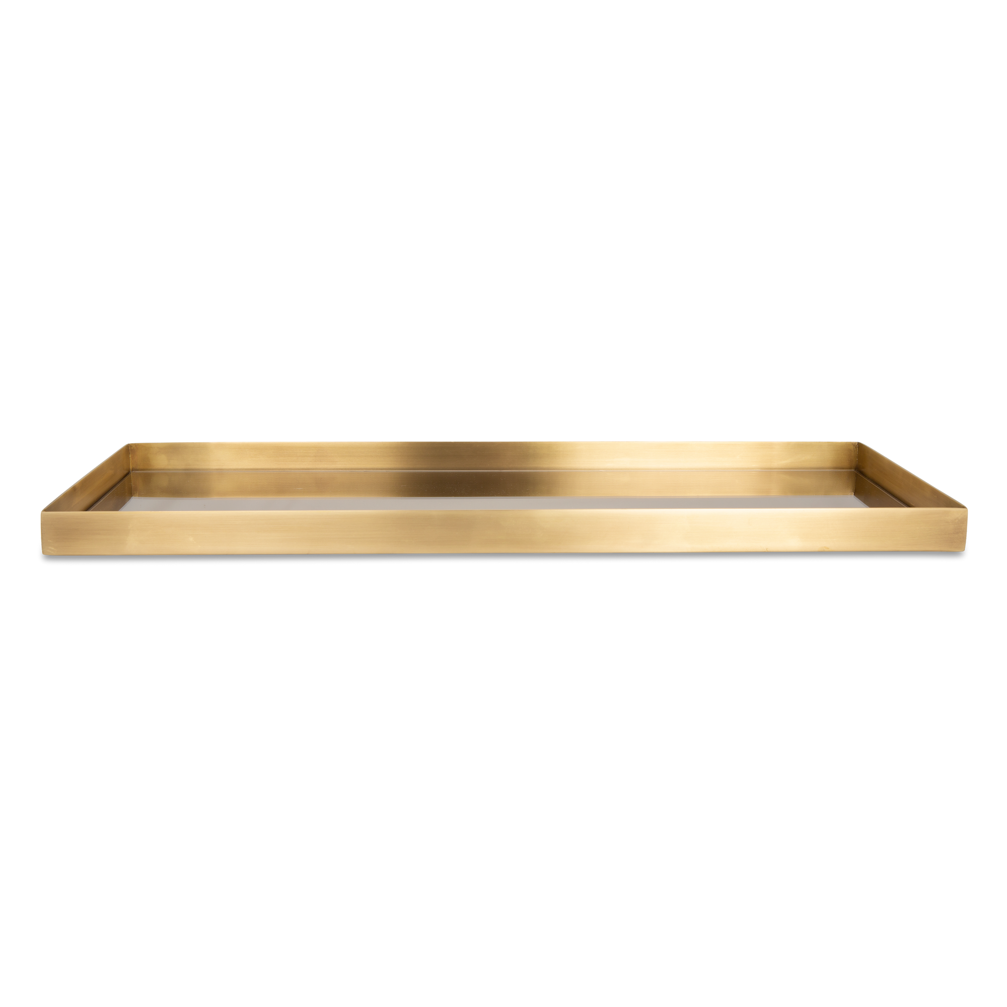 Elevating your tabletop collection, the Vision Tray is made with sleek brass with a smoked inset mirror is both stylish and functional.