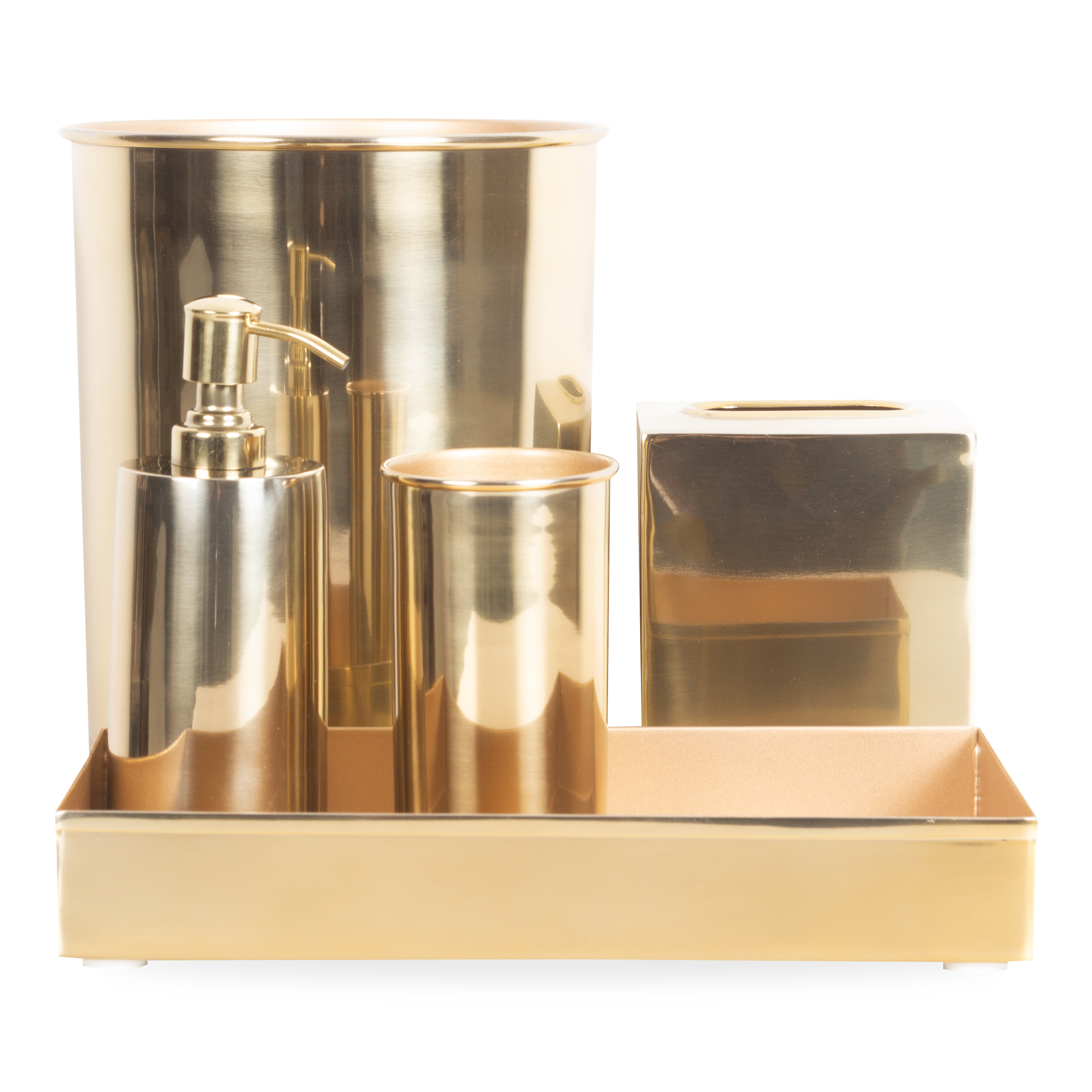 Characterized by its clean design and sleek silhouettes, the Essential Collection features an effortlessly elegant polished brass finish that will elevate any bathroom or kitchen c