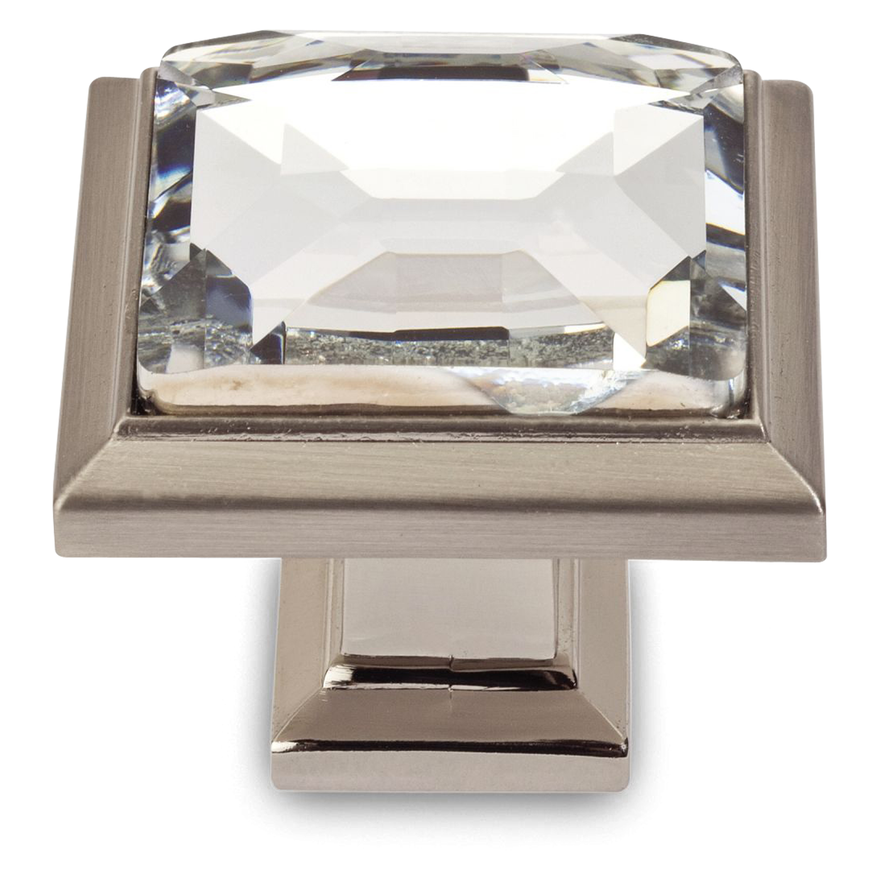 A glamorous traditional square knob with European crystal stone.