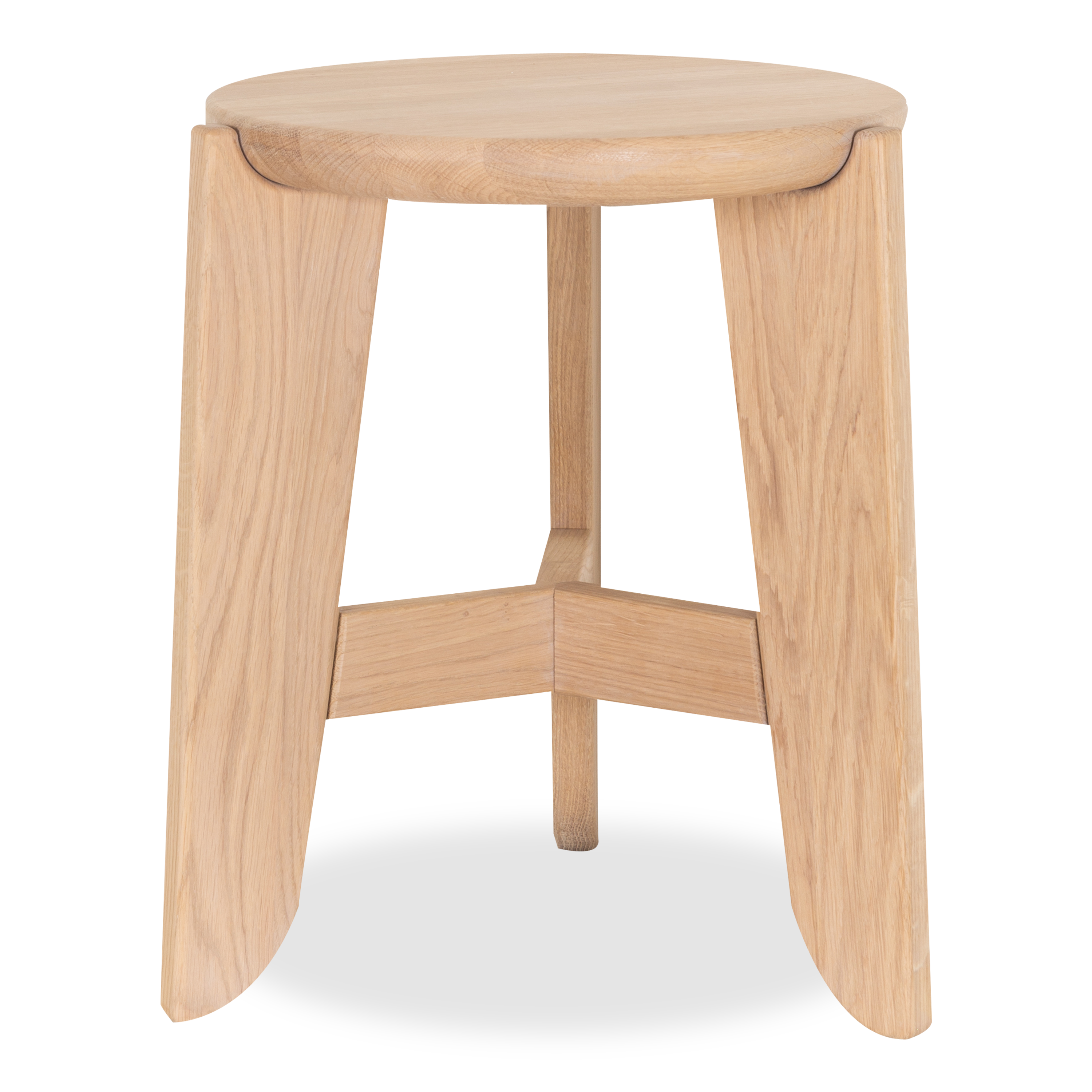 This stool is solidly constructed and bold with rounded edges and shapes that give it a modern appearance.