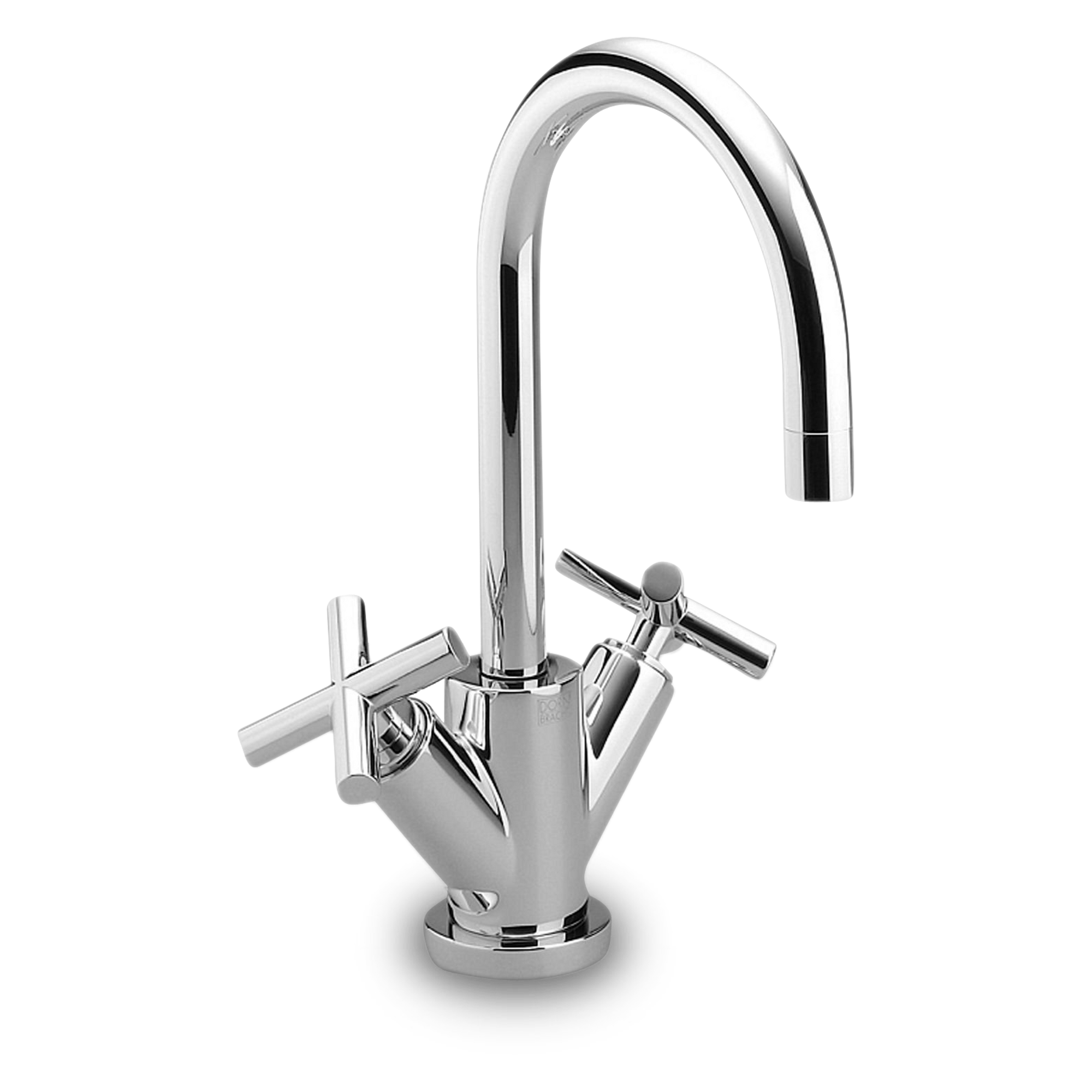 Single-hole basin faucet with two cross handles.